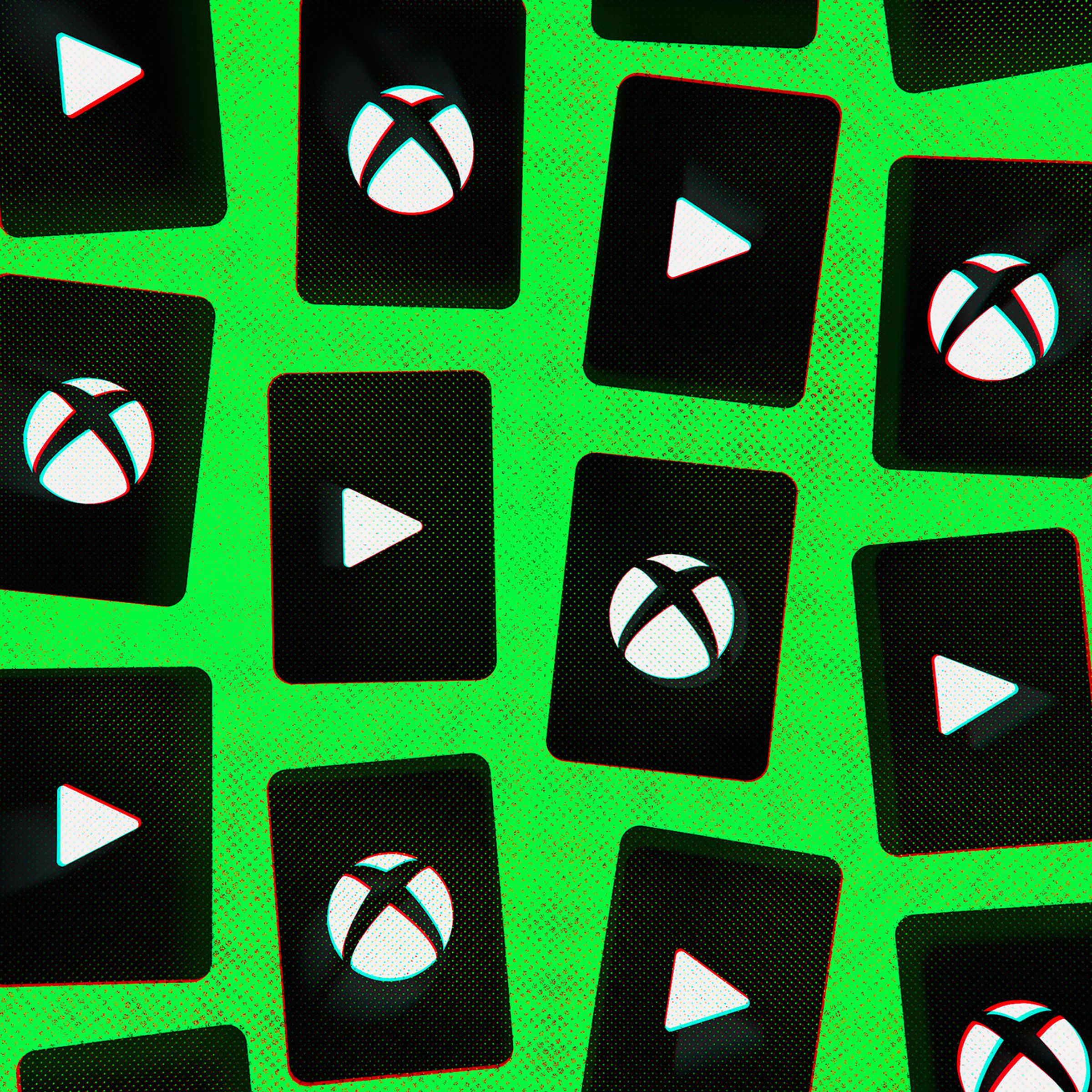 Illustration of Xbox logos on phones and tablets