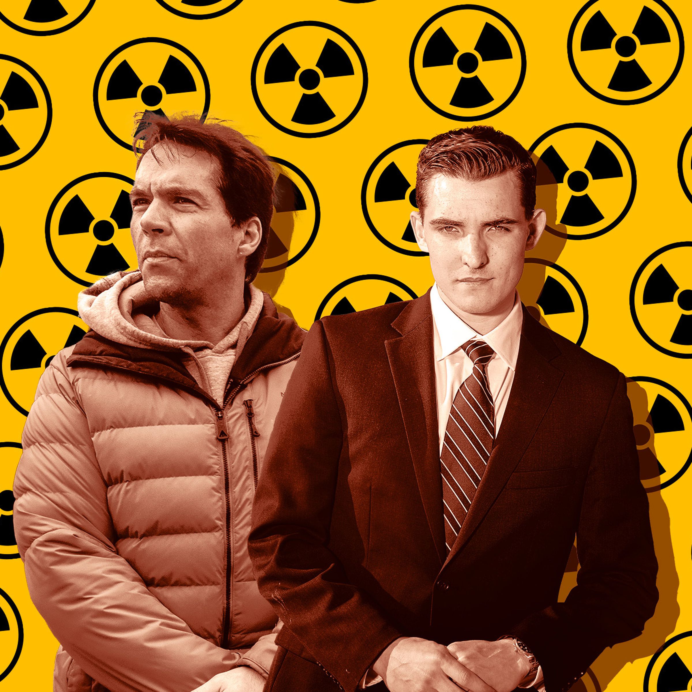 An image of Jack Burkman and Jacob Wohl against a radioactive background