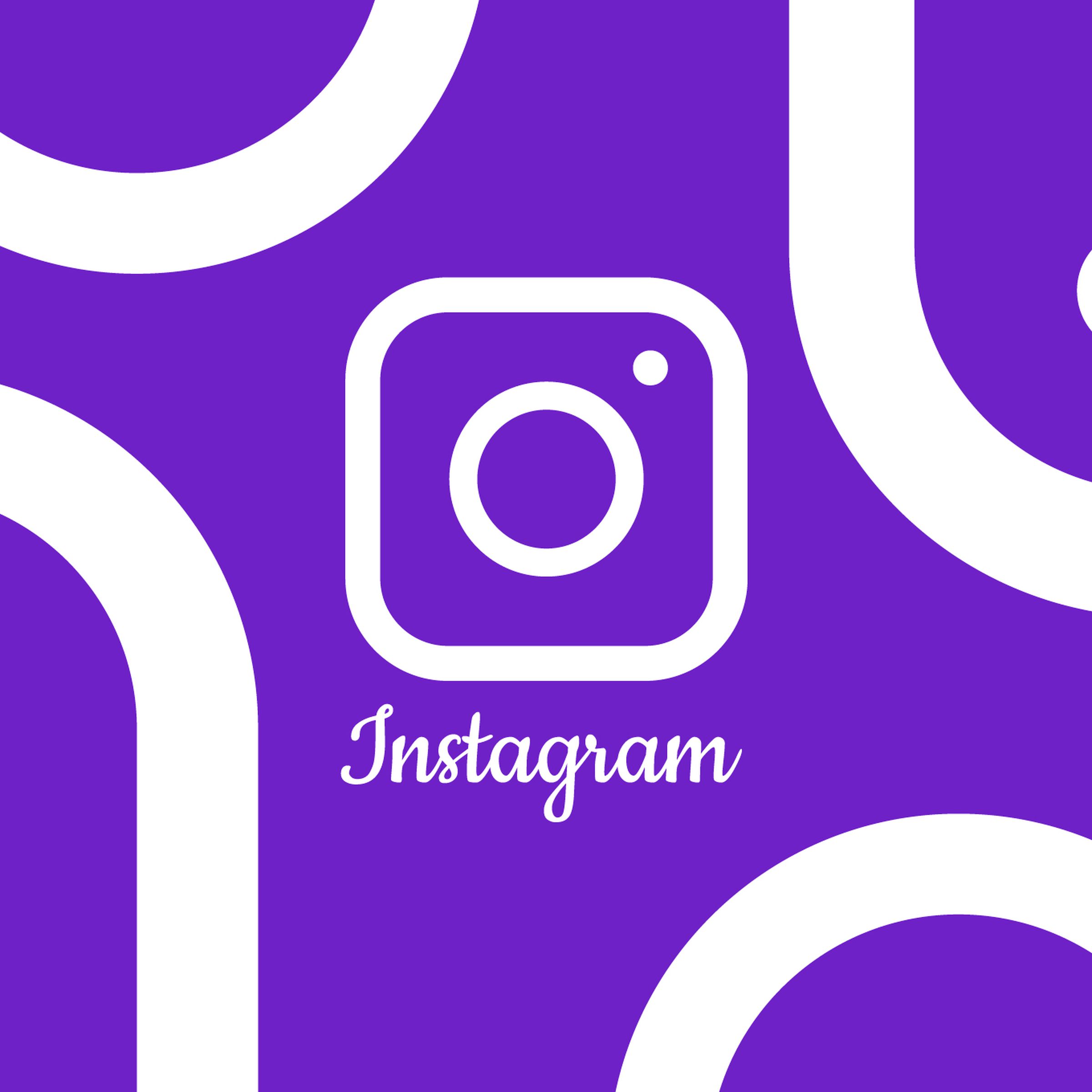 An image showing Instagram’s logo on a purple background