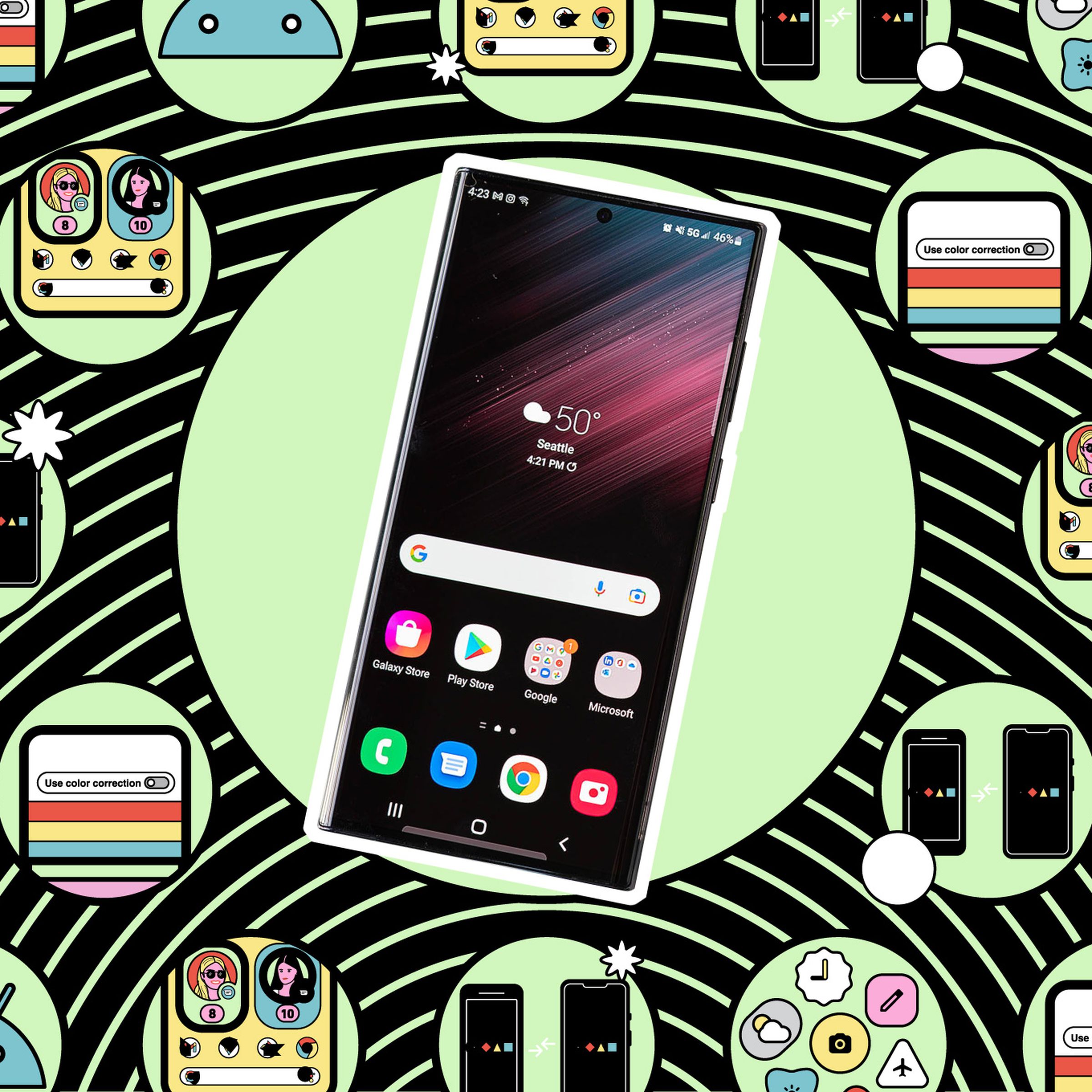 Illustration of a Samsung phone.