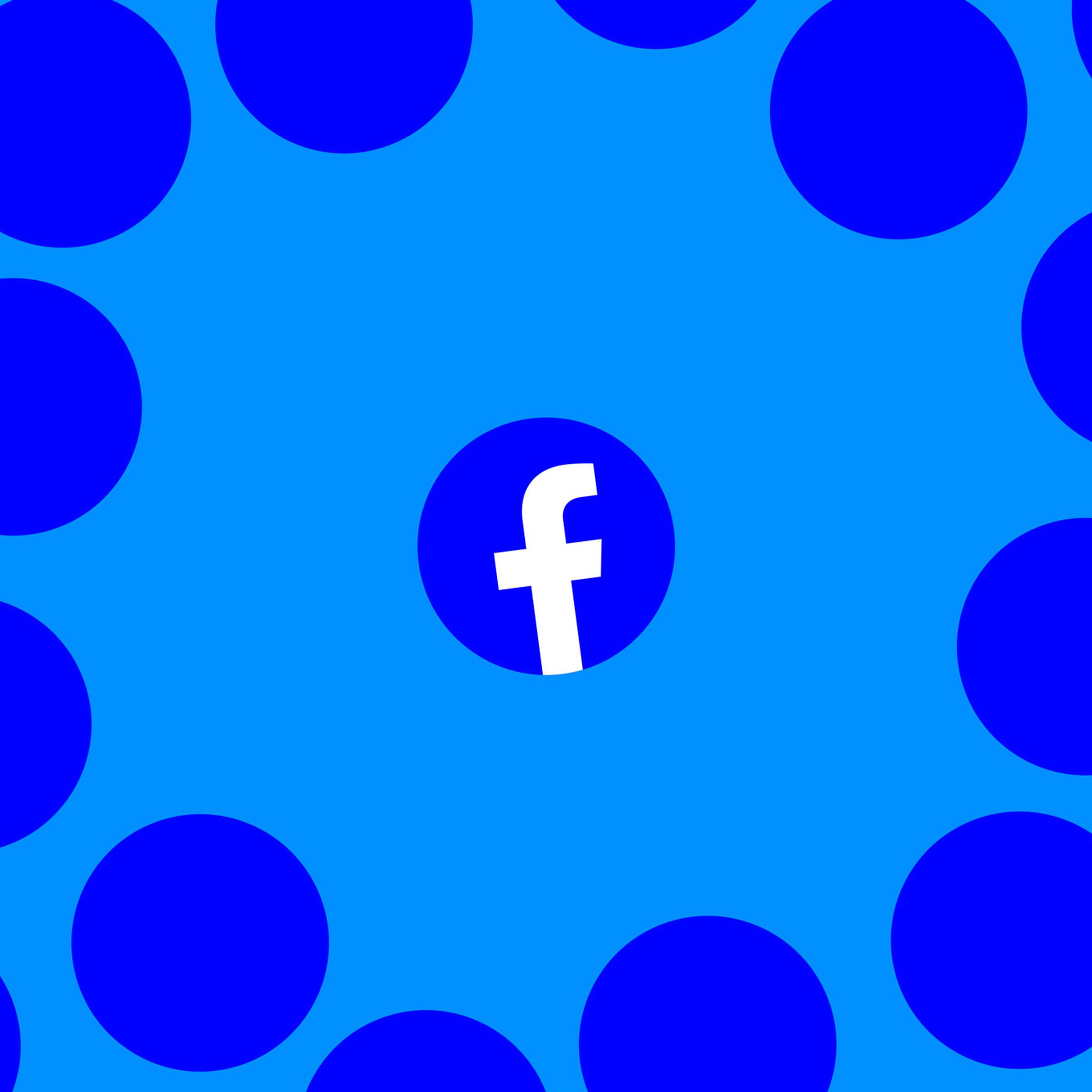 An image showing the Facebook logo surrounded by blue circles