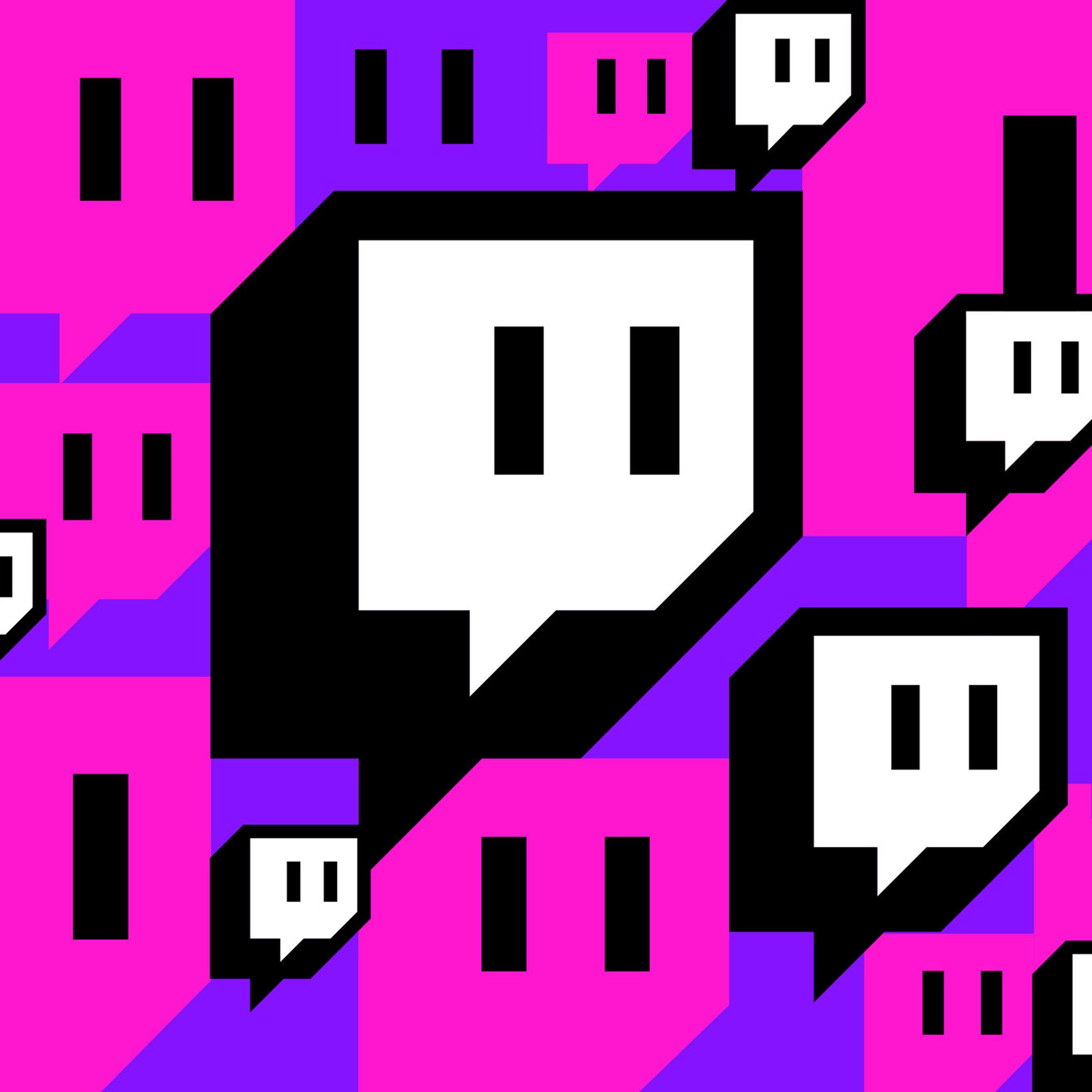 Twitch logo pink and purple backdrop