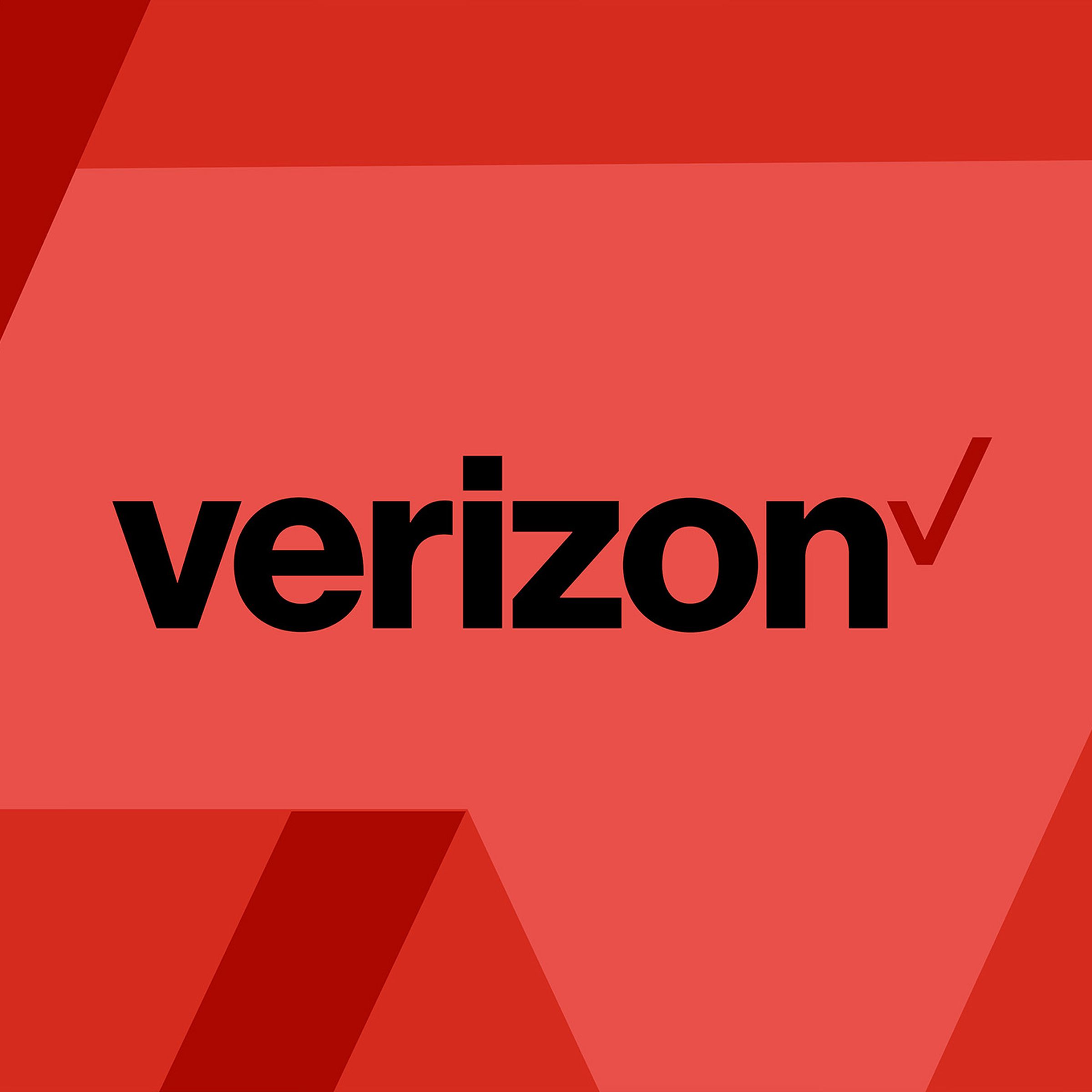 The Verizon logo against a red and black backdrop.