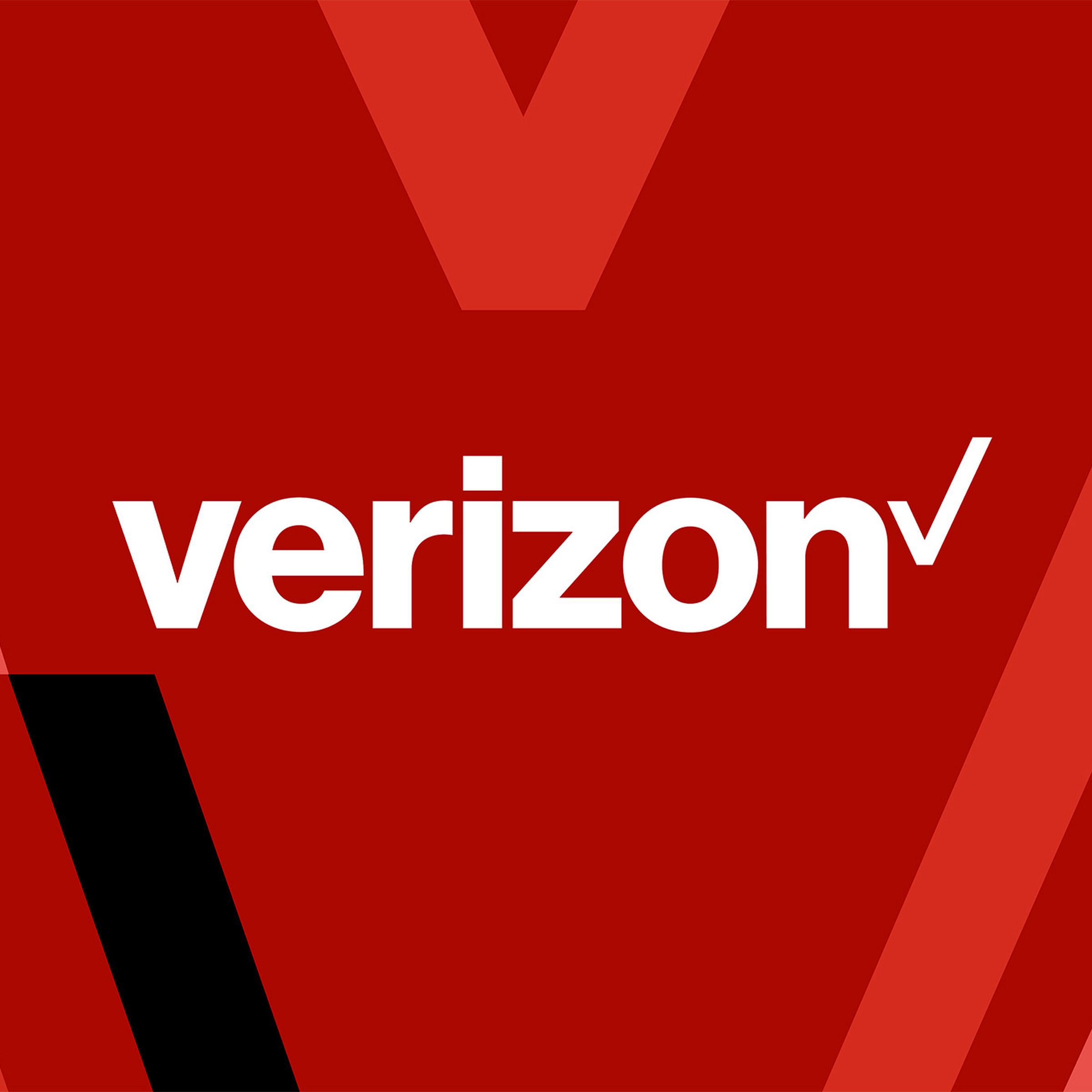 Illustration of the Verizon logo over a red and black background