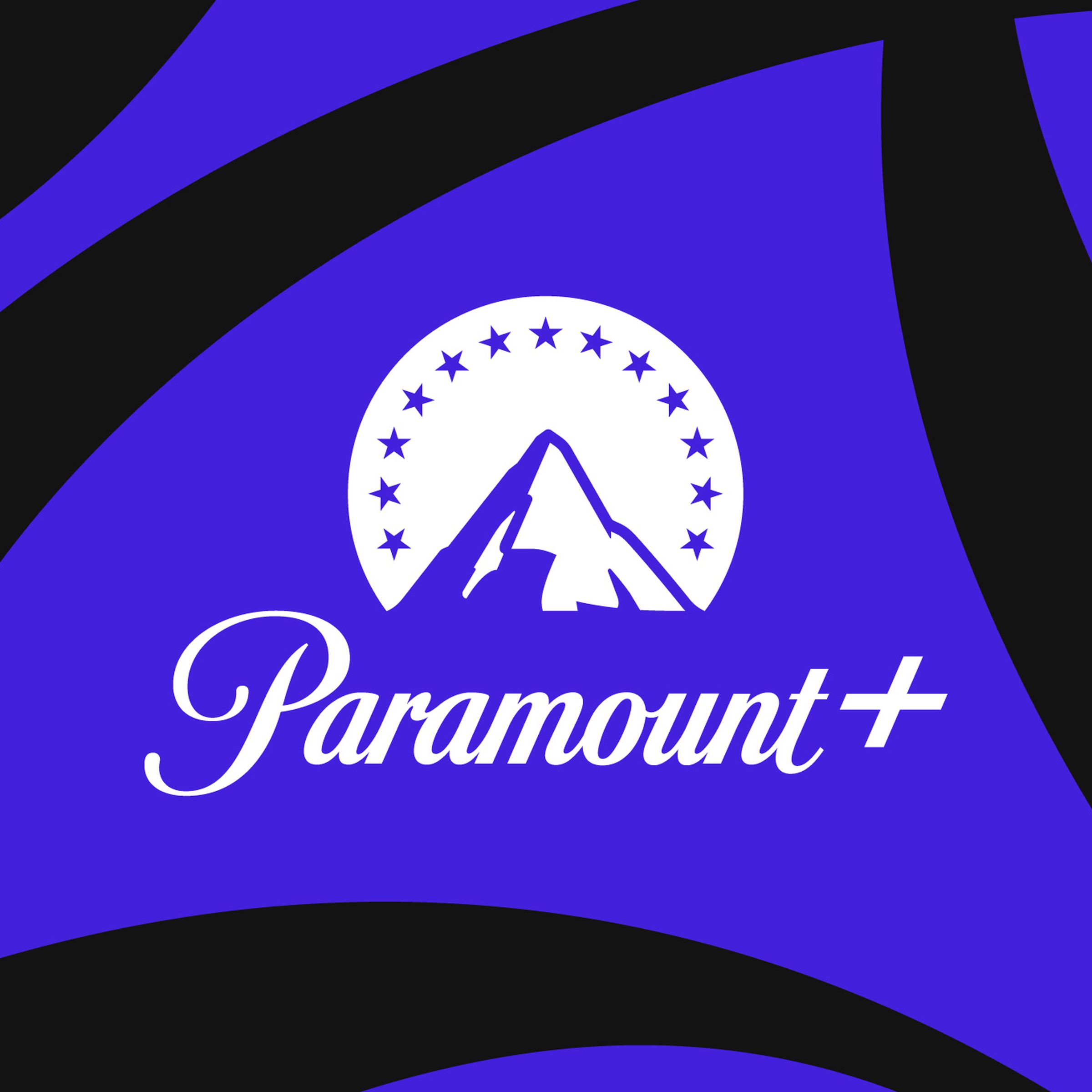 Paramount Plus logo on blue and black background