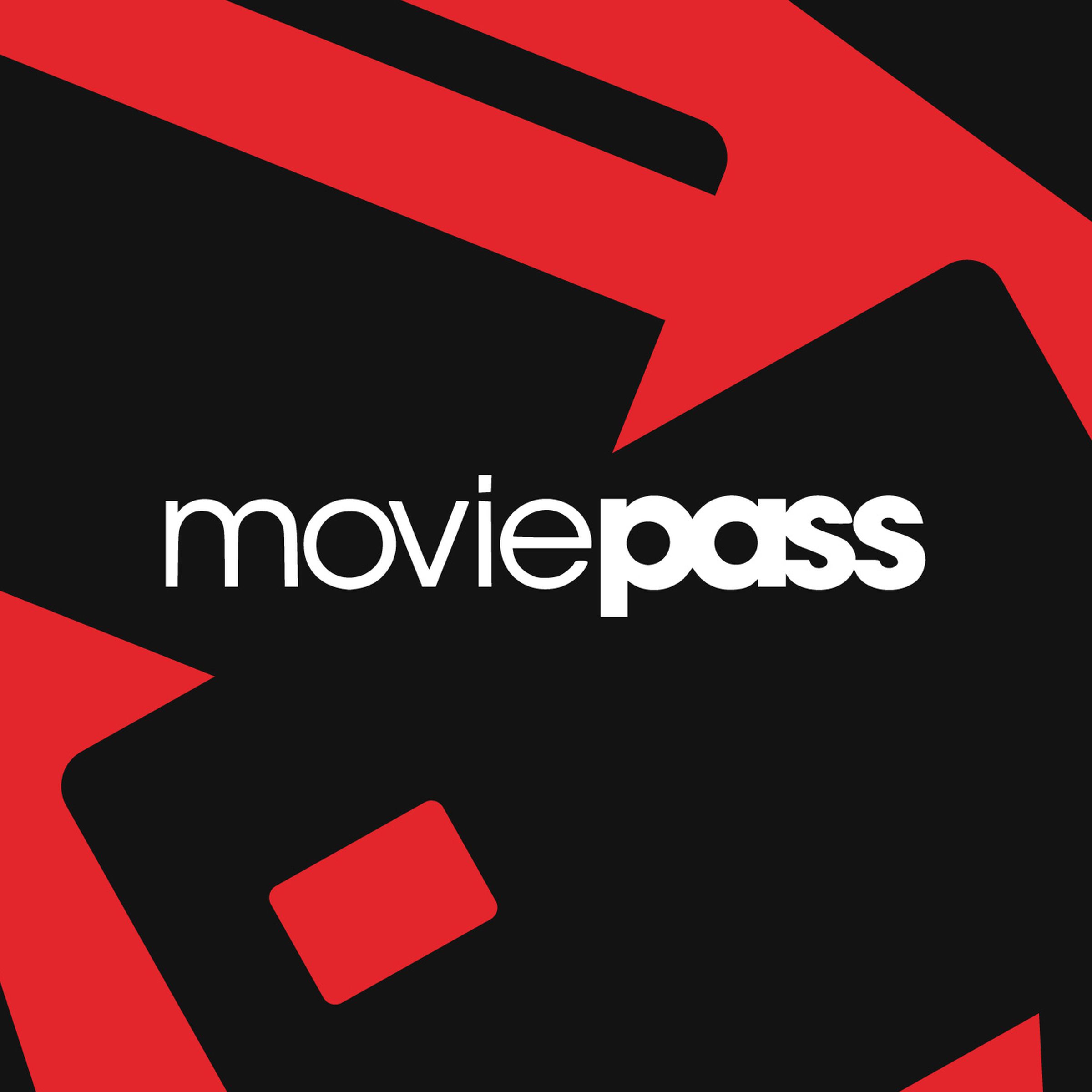 MoviePass logo over a black and red background