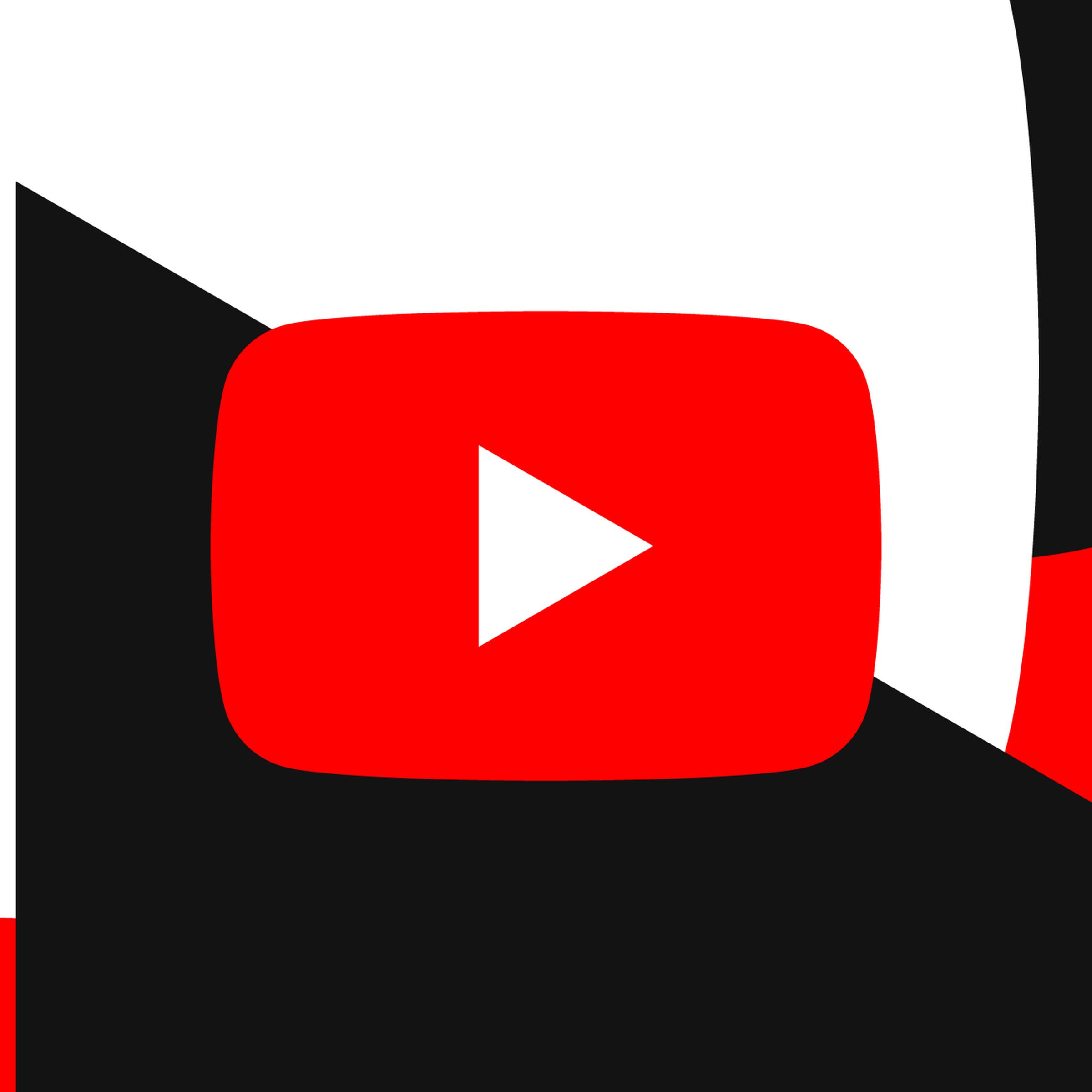 YouTube’s logo with geometric design in the background