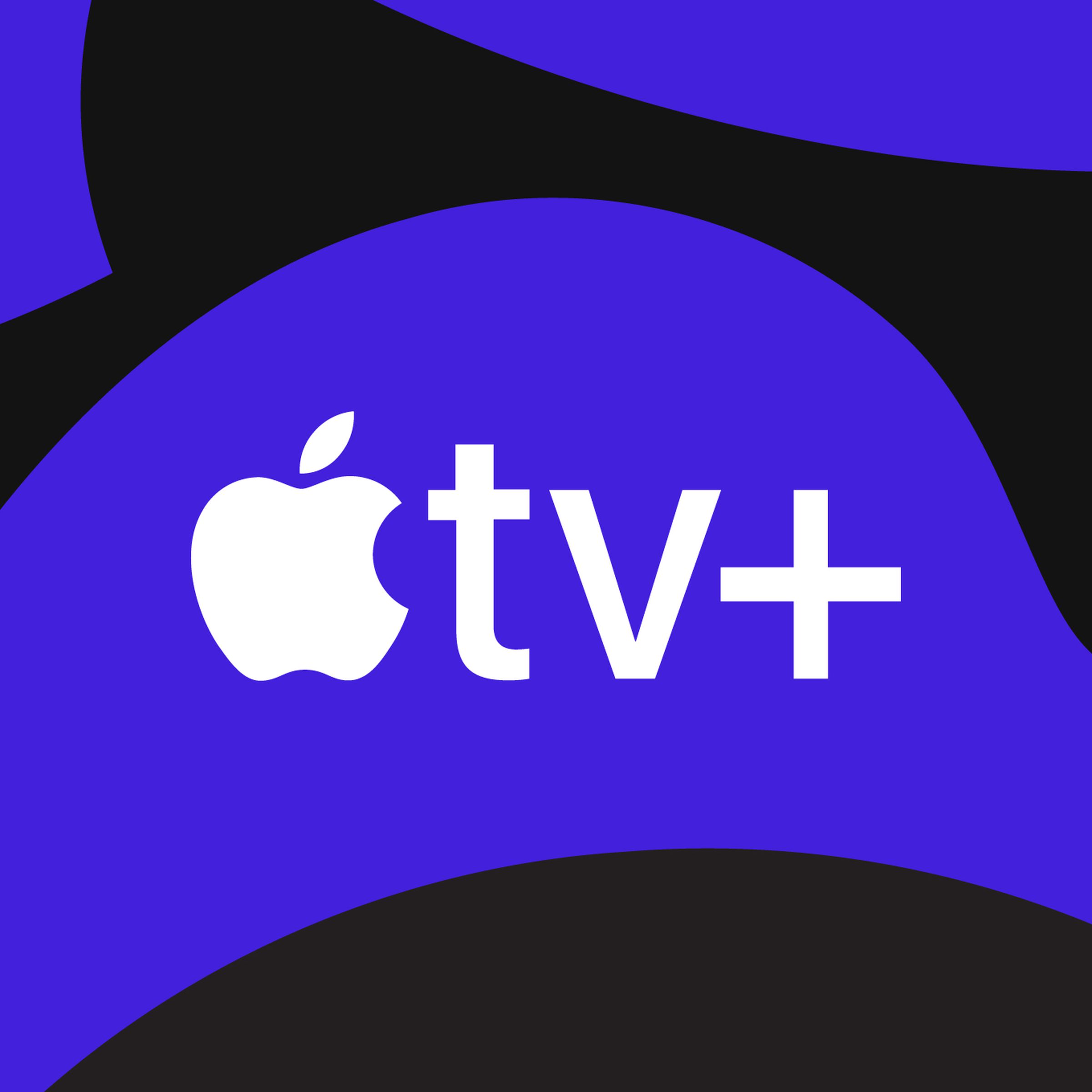 An image showing the Apple TV Plus logo on a black and purple background