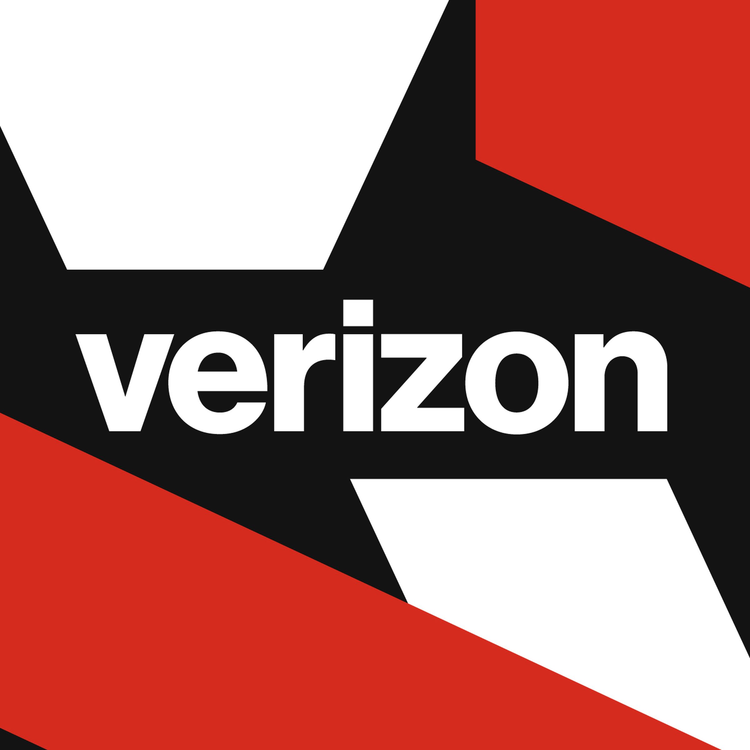 Verizon logo with red and white illustration.