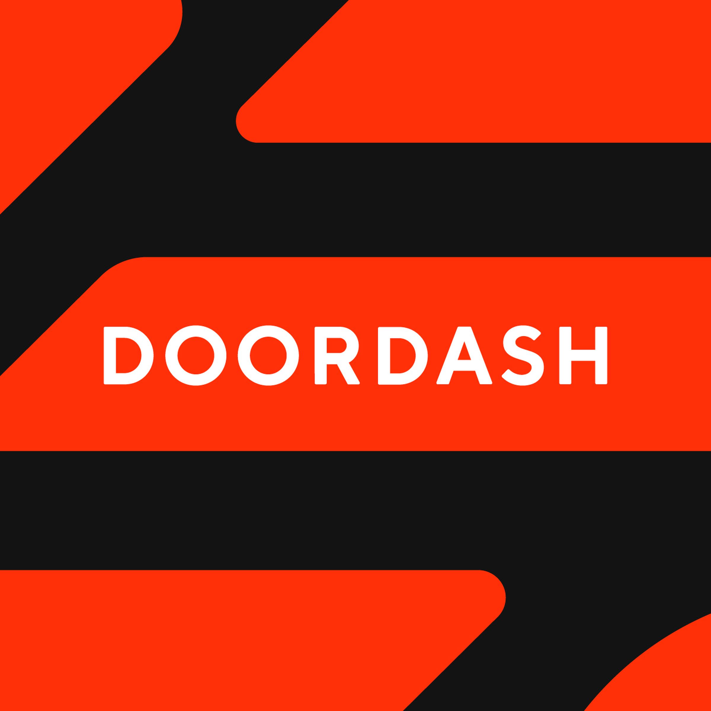 DoorDash’s logo on a black and red background