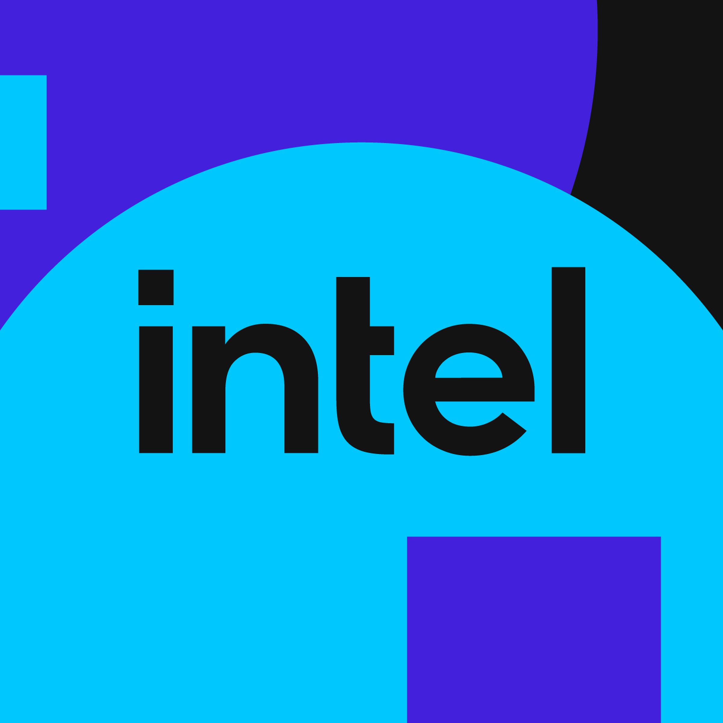 Image of the Intel logo in a blue circle on a black background.