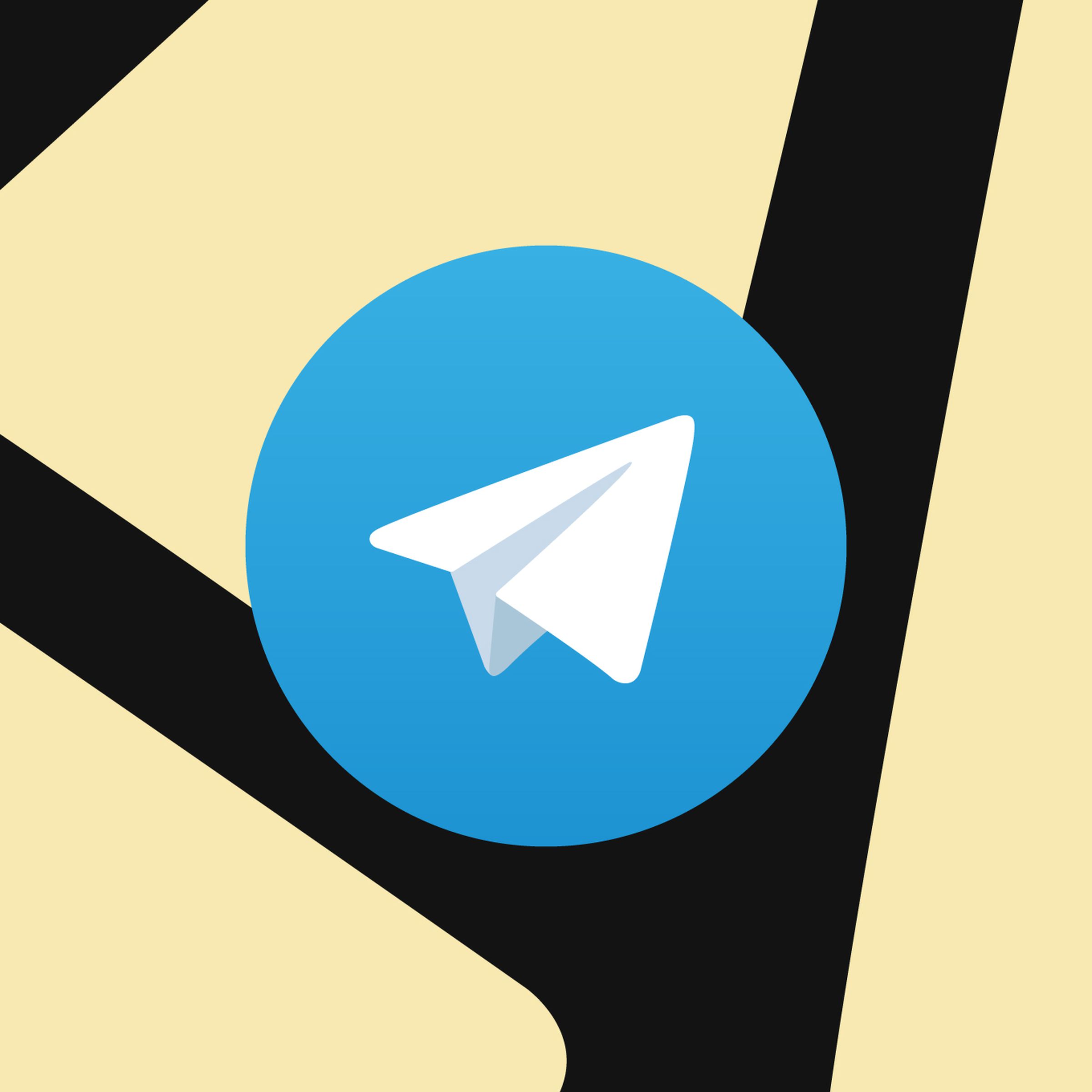 A picture of Telegram’s paper airplane logo surrounded by yellow triangular shapes