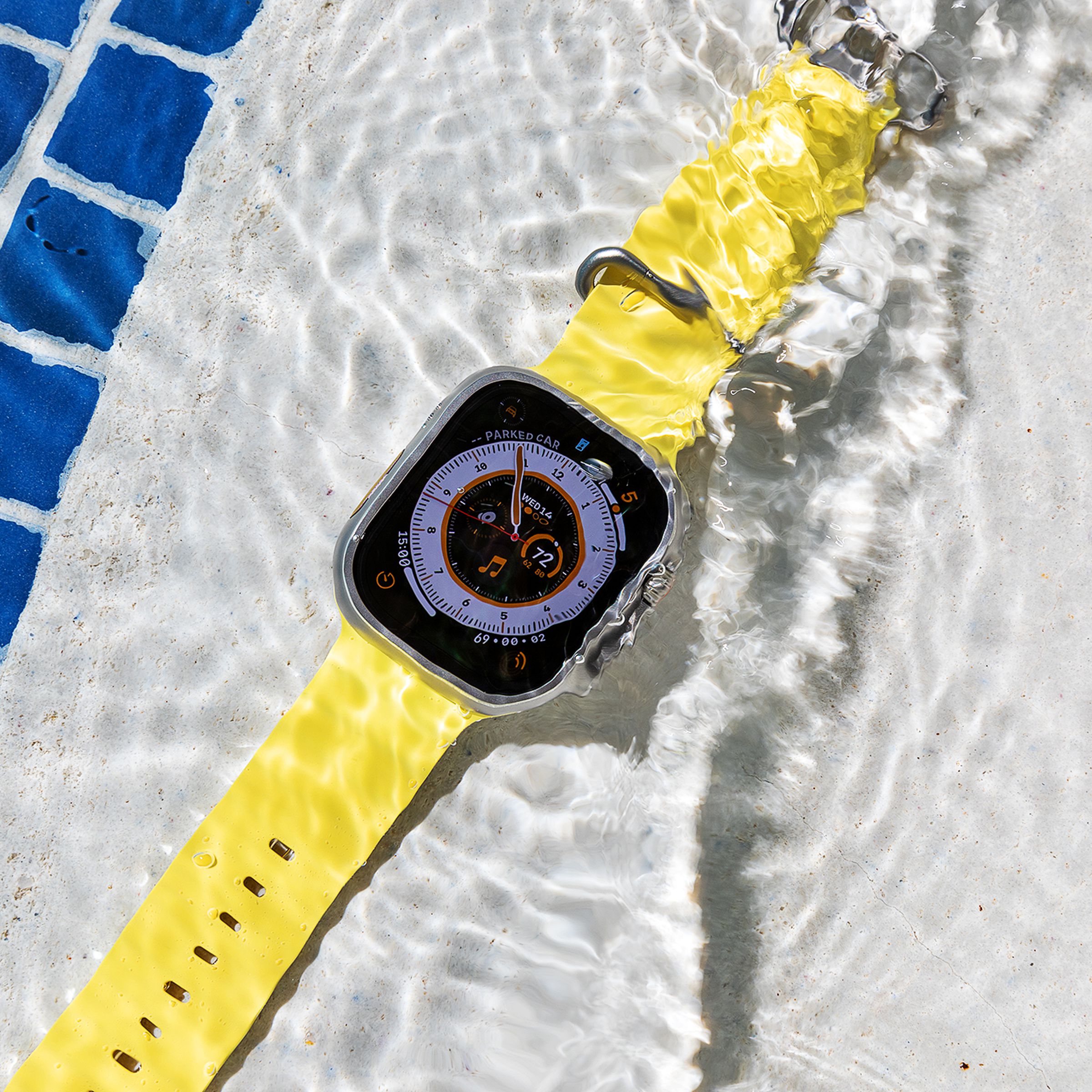 Apple Watch Ultra underwater in a pool