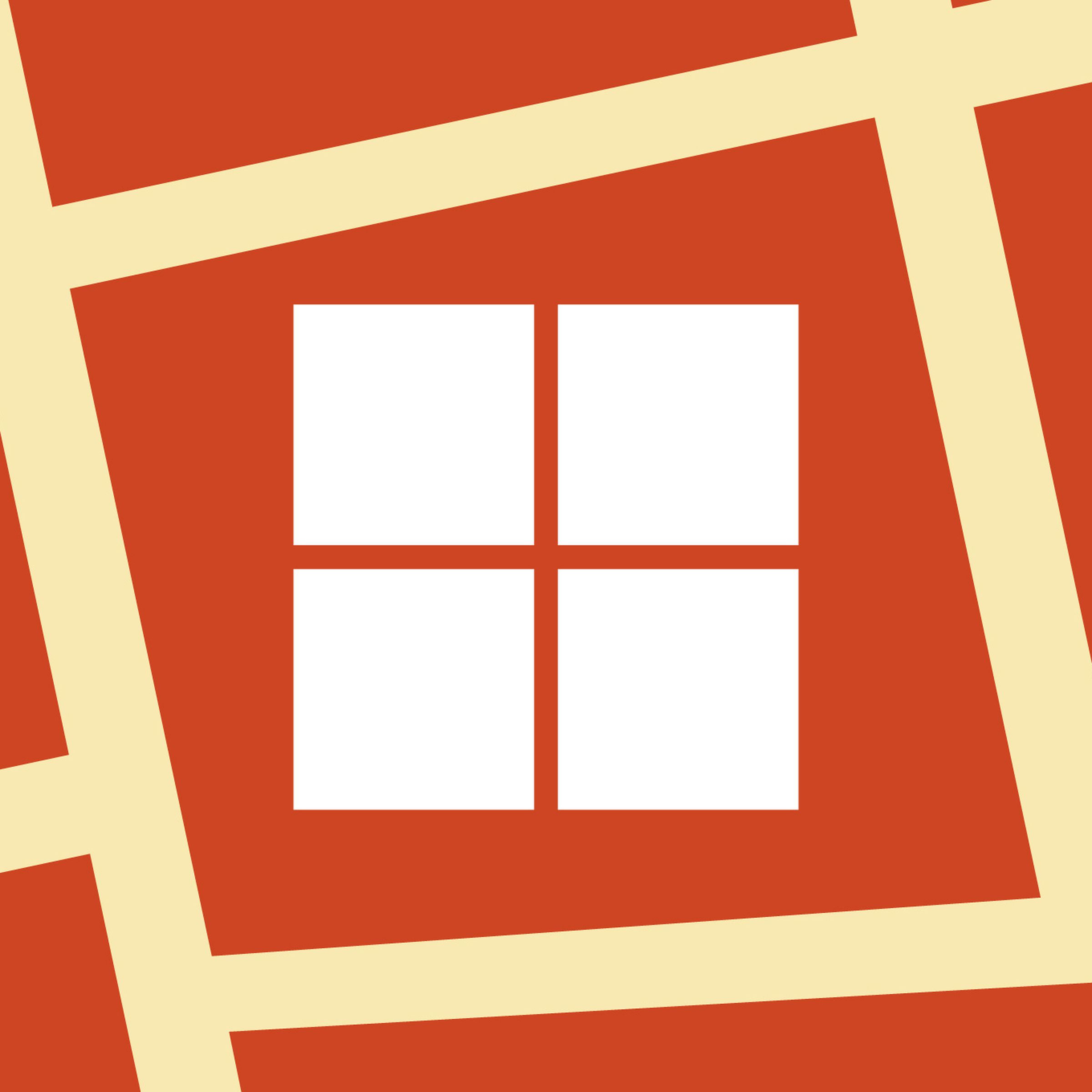 The Microsoft logo on an orange background