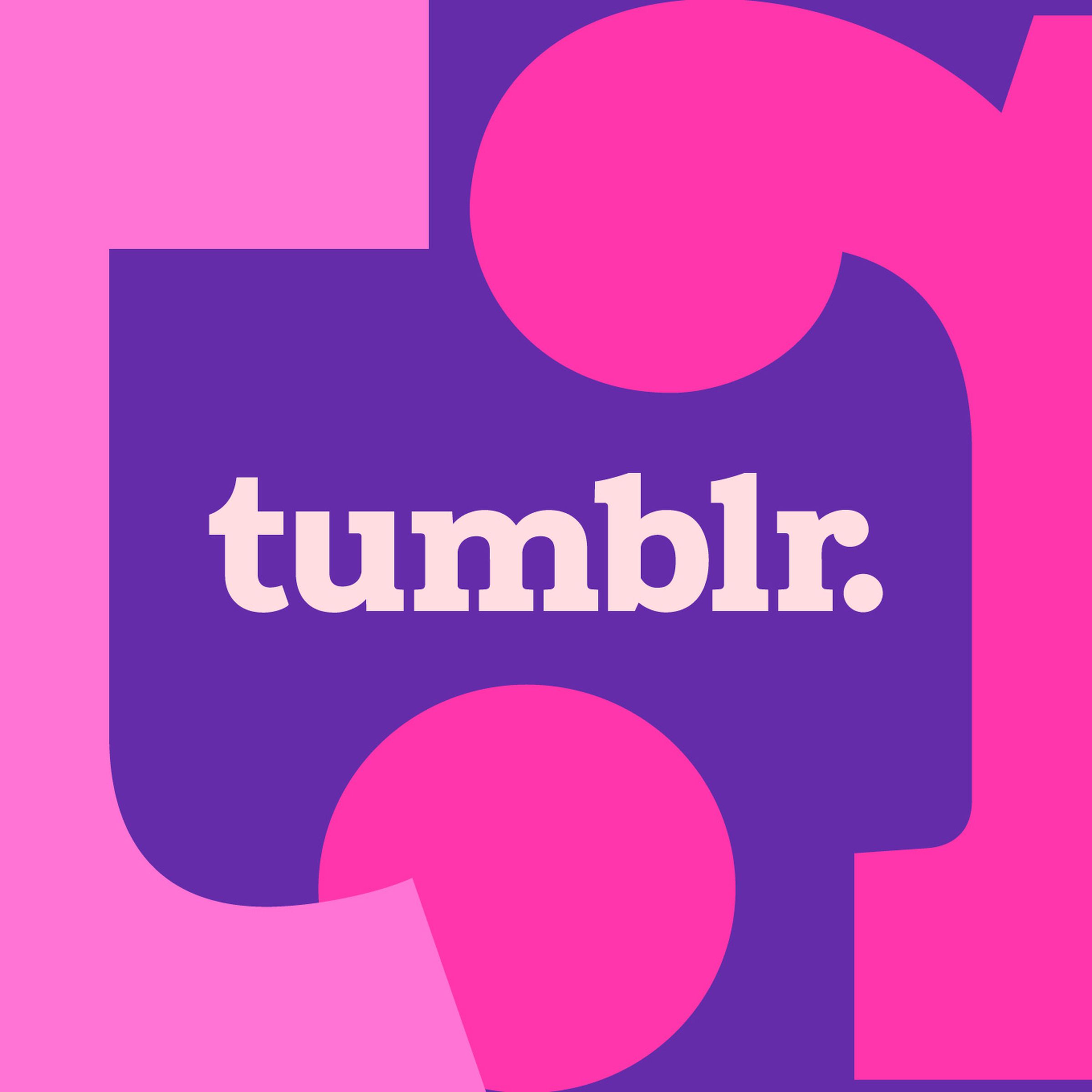 The Tumblr logo on a pink and purple background