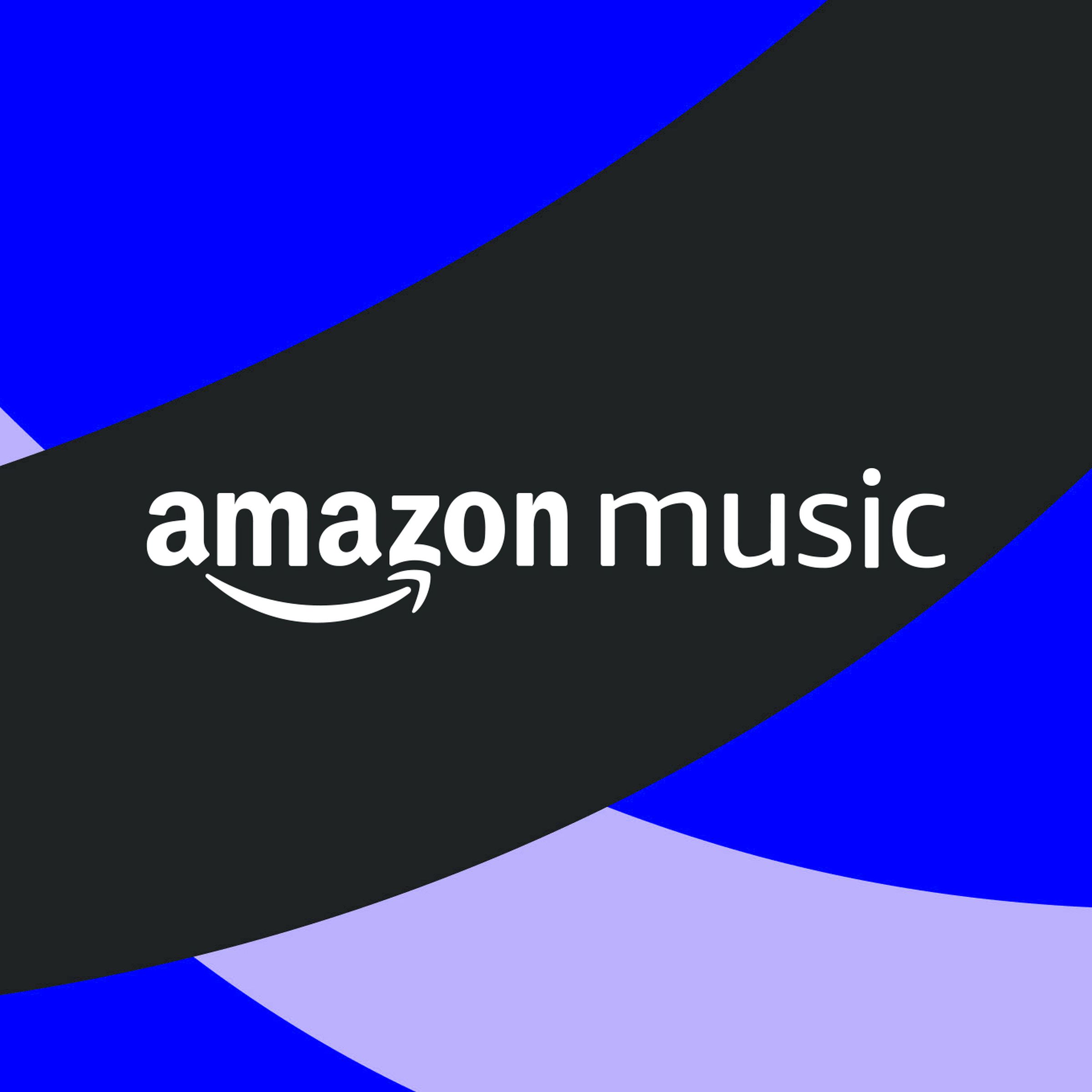 Amazon Music logo over a blue and black background