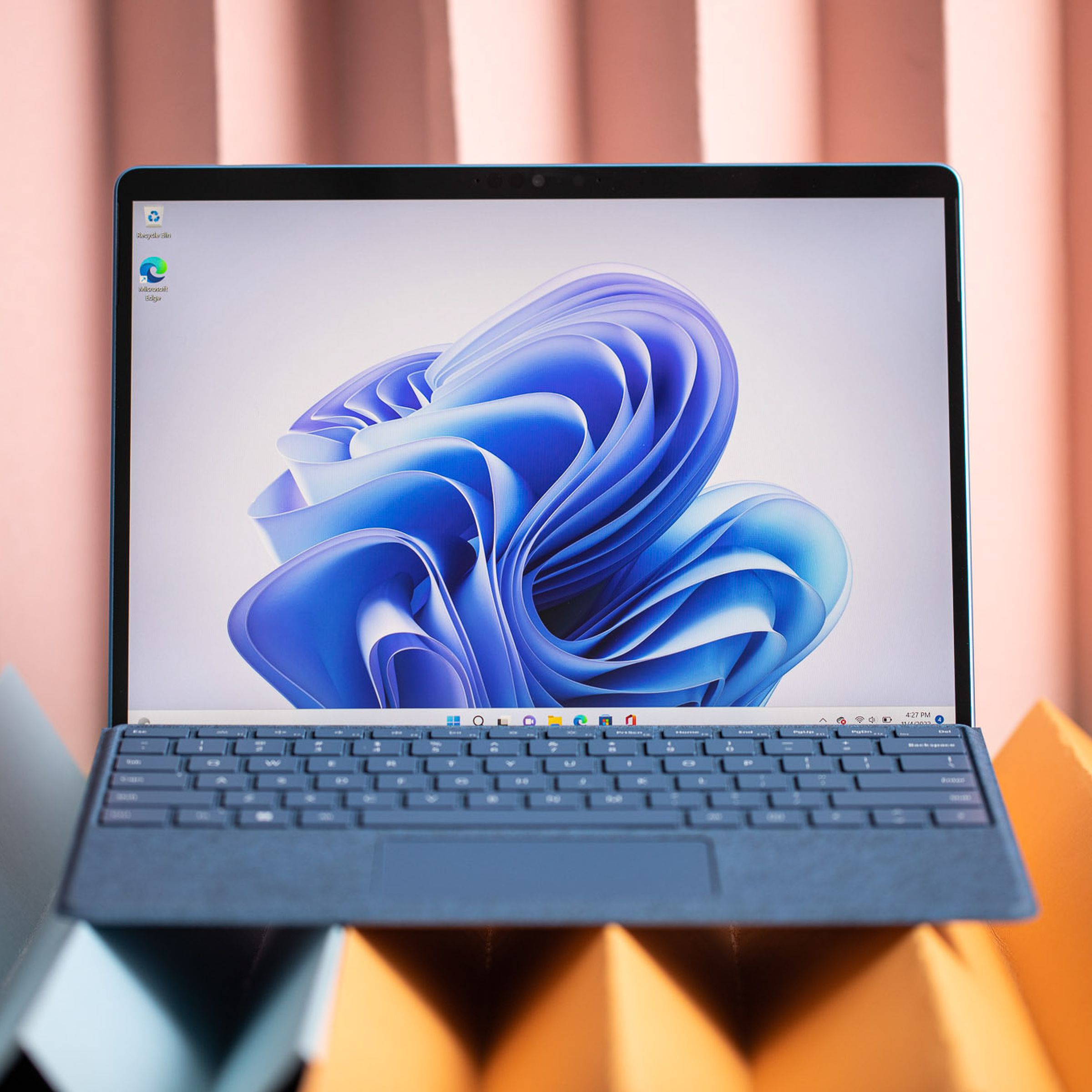 The Surface Pro 9 in laptop mode.