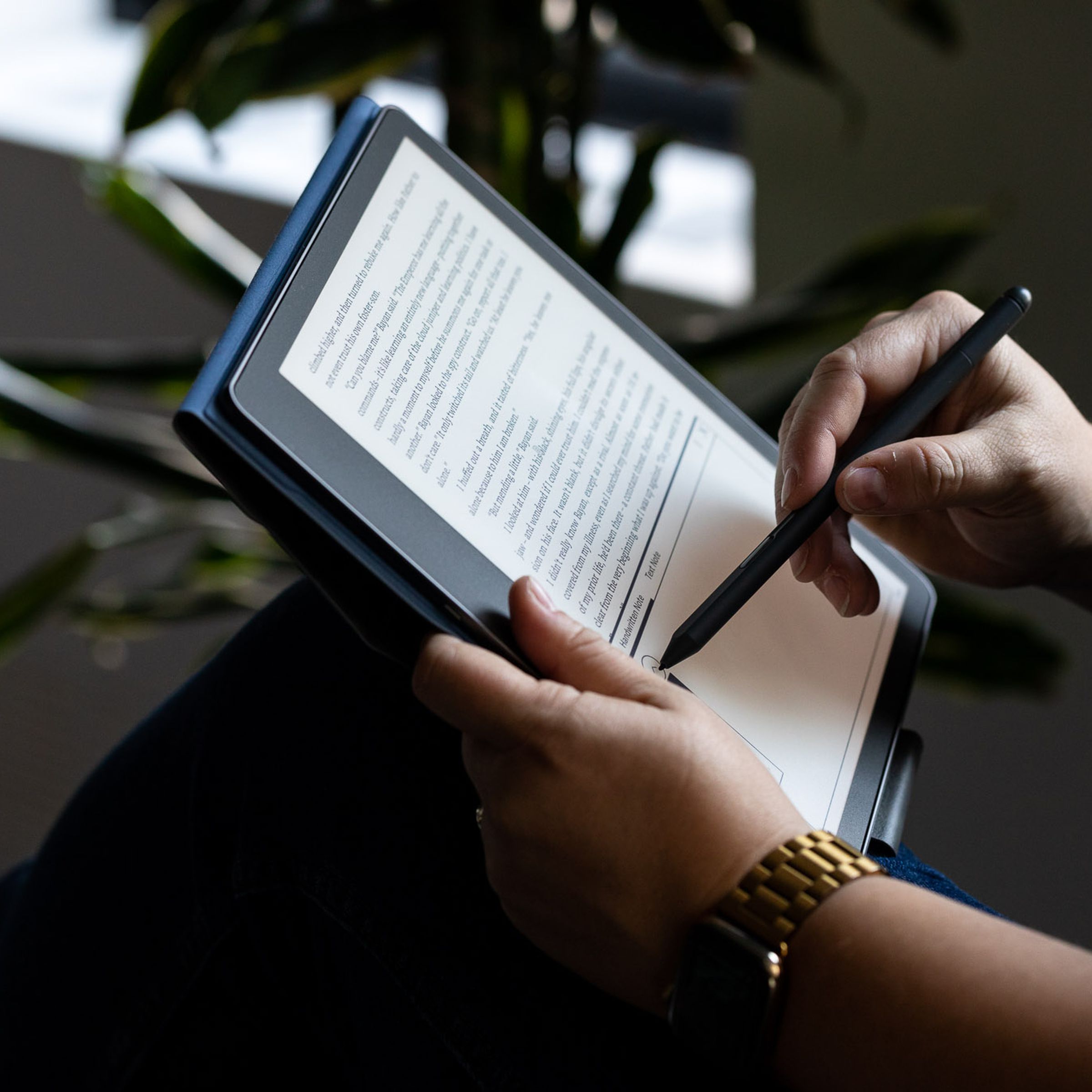 The Kindle Scribe makes it easy to jot down a note while you read a book.