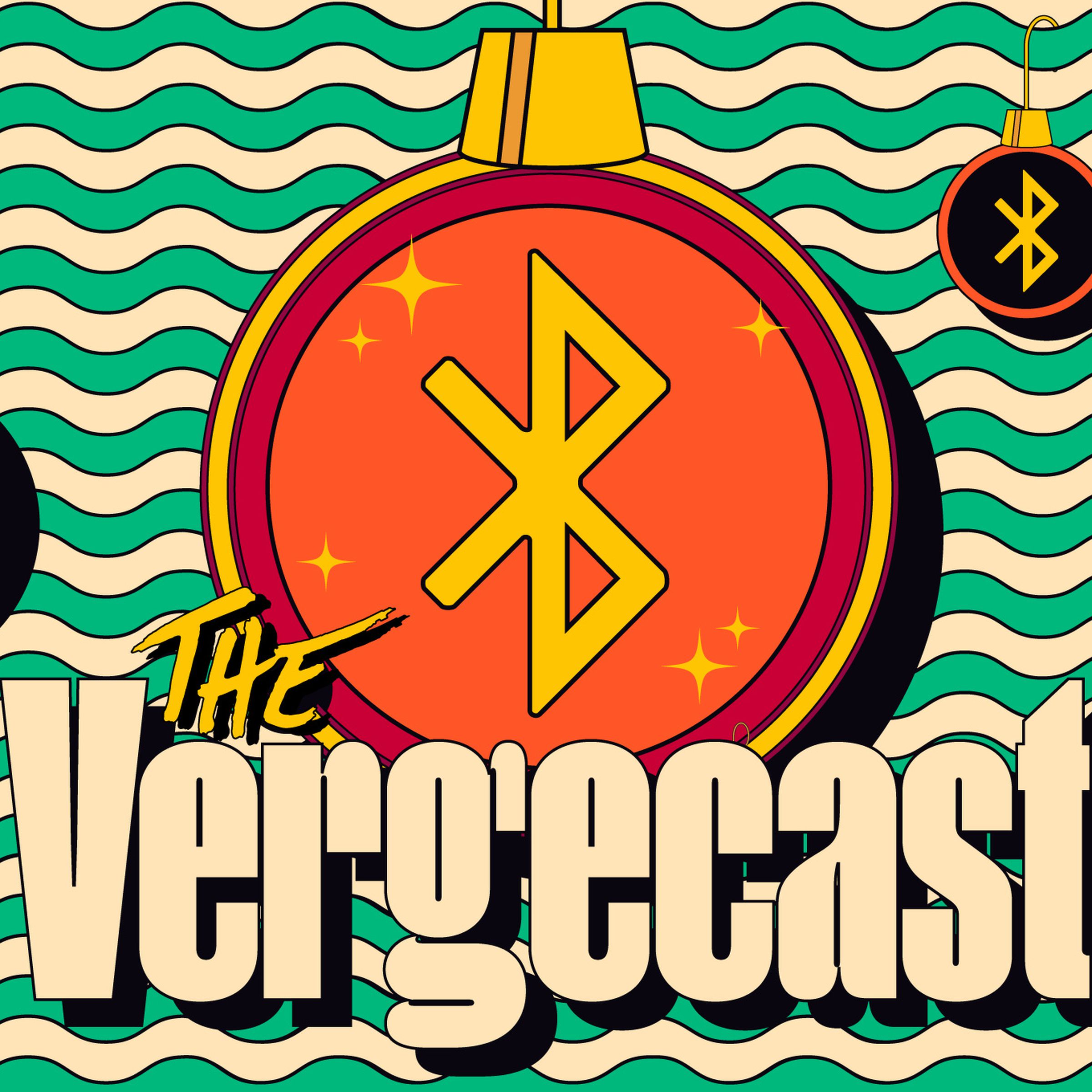 Tree ornaments featuring the Bluetooth logo behind the Vergecast logo. 