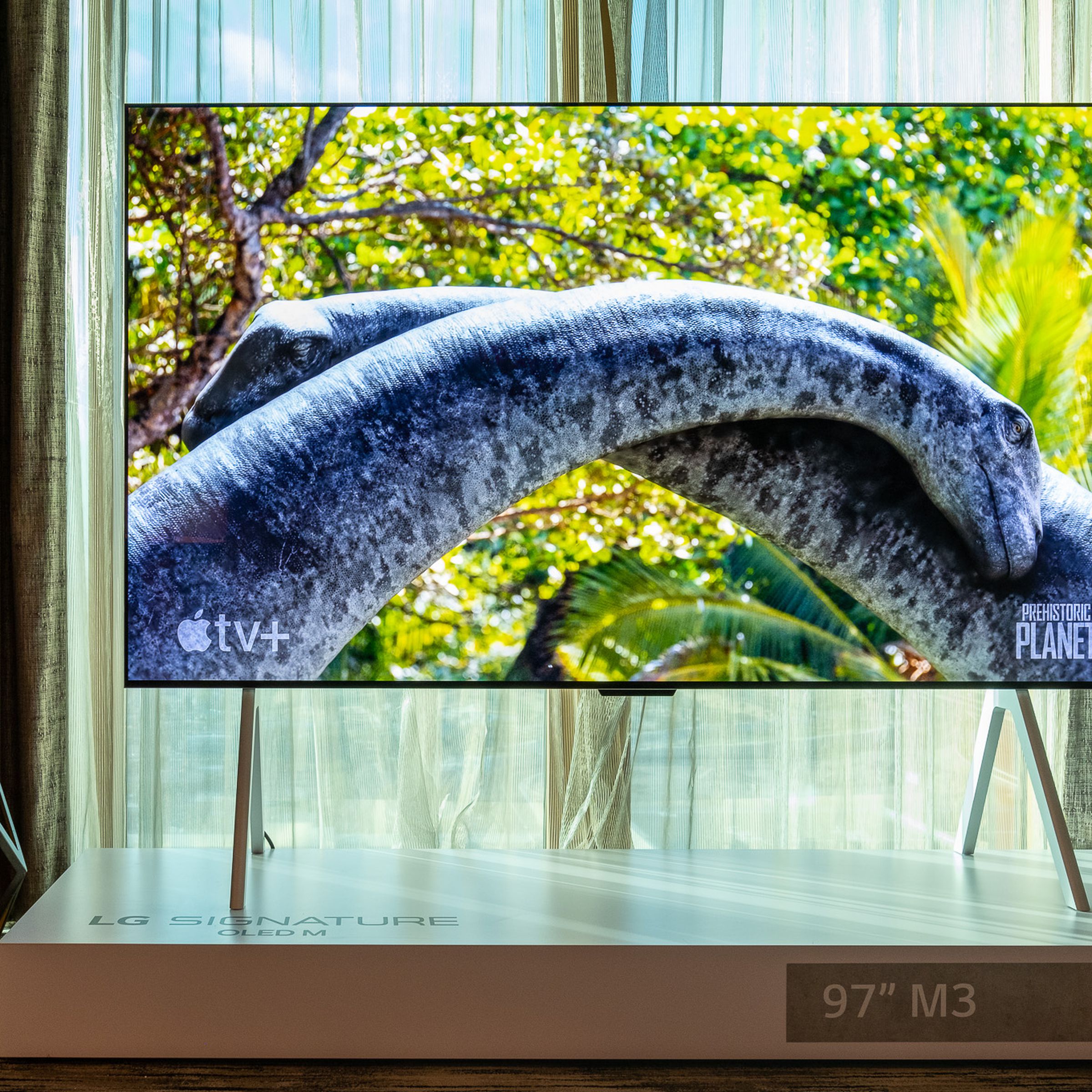 A photo of LG’s new Signature OLED M TV at CES 2023.