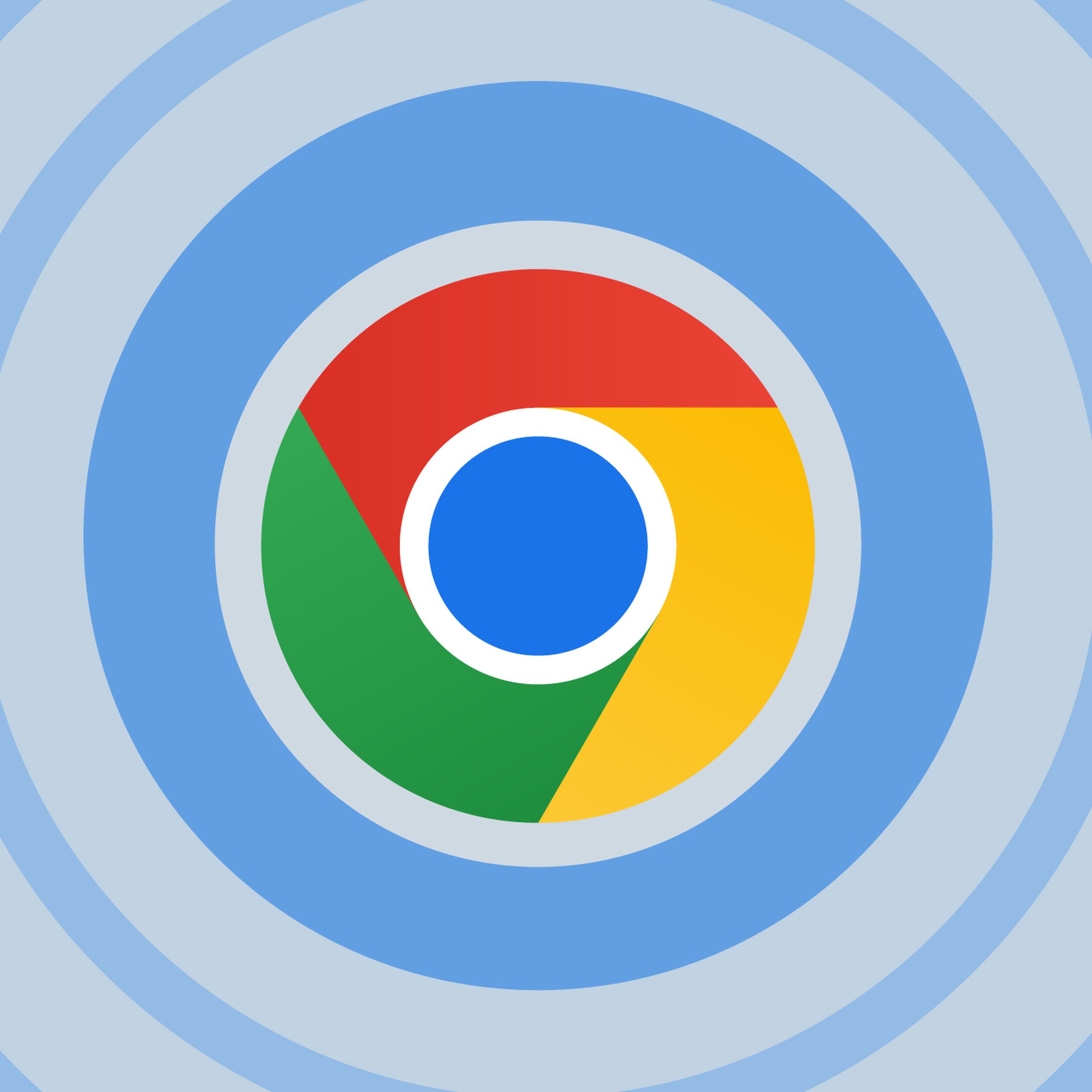 The Google Chrome logo surrounded by blue rings
