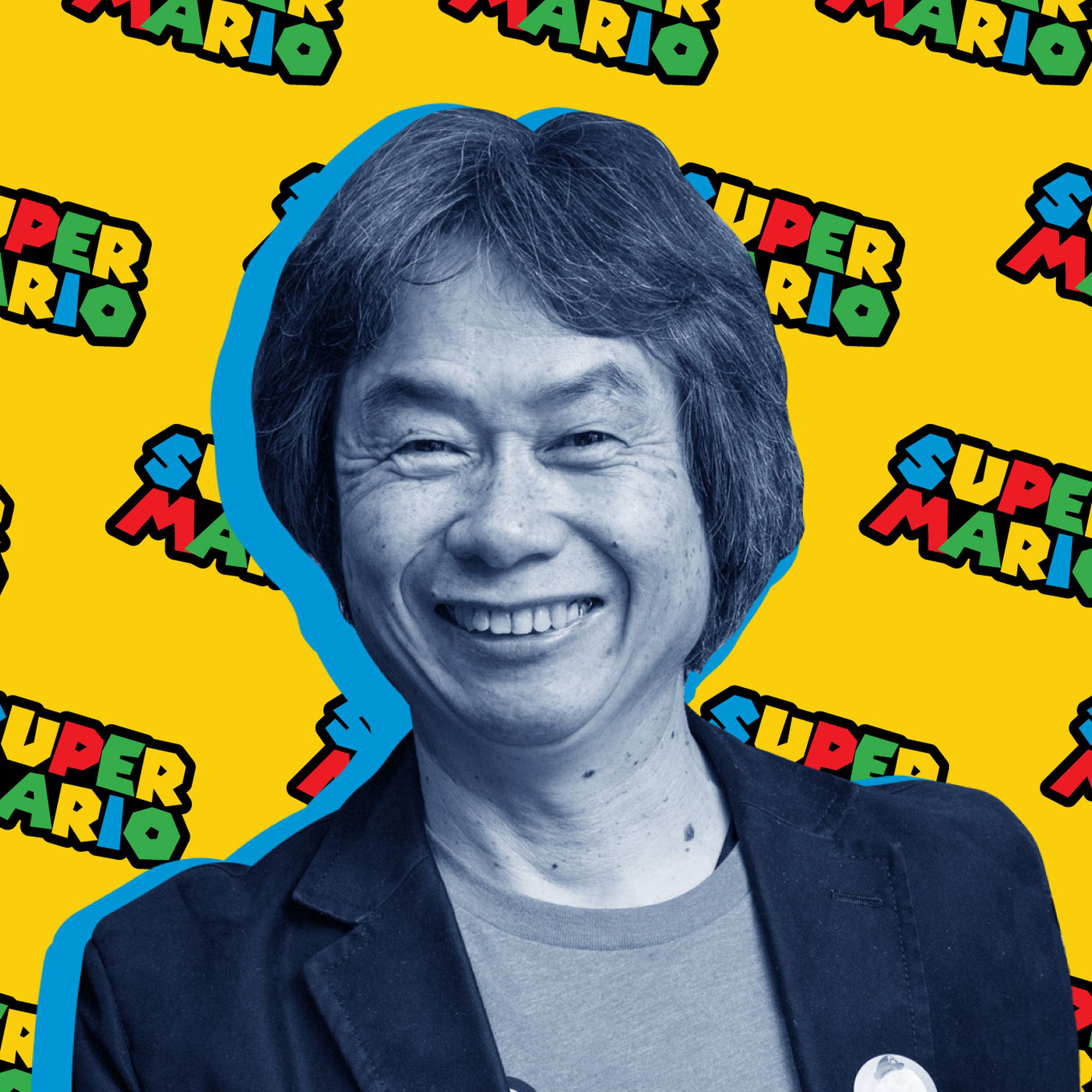 A photo illustration of Shigeru Miyamoto.