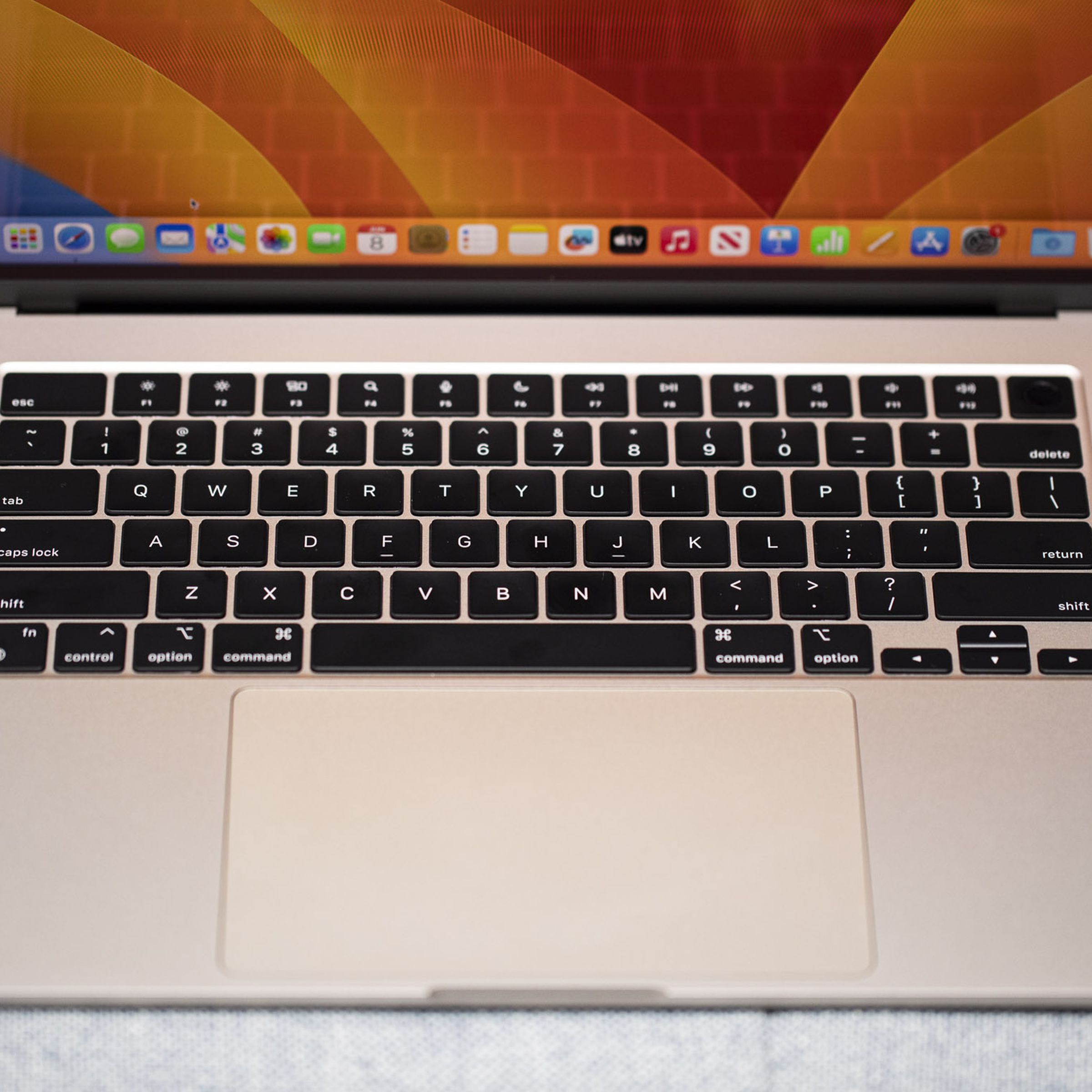 Best Laptop 2023: A top down view of the MacBook Air 15’s keyboard deck.