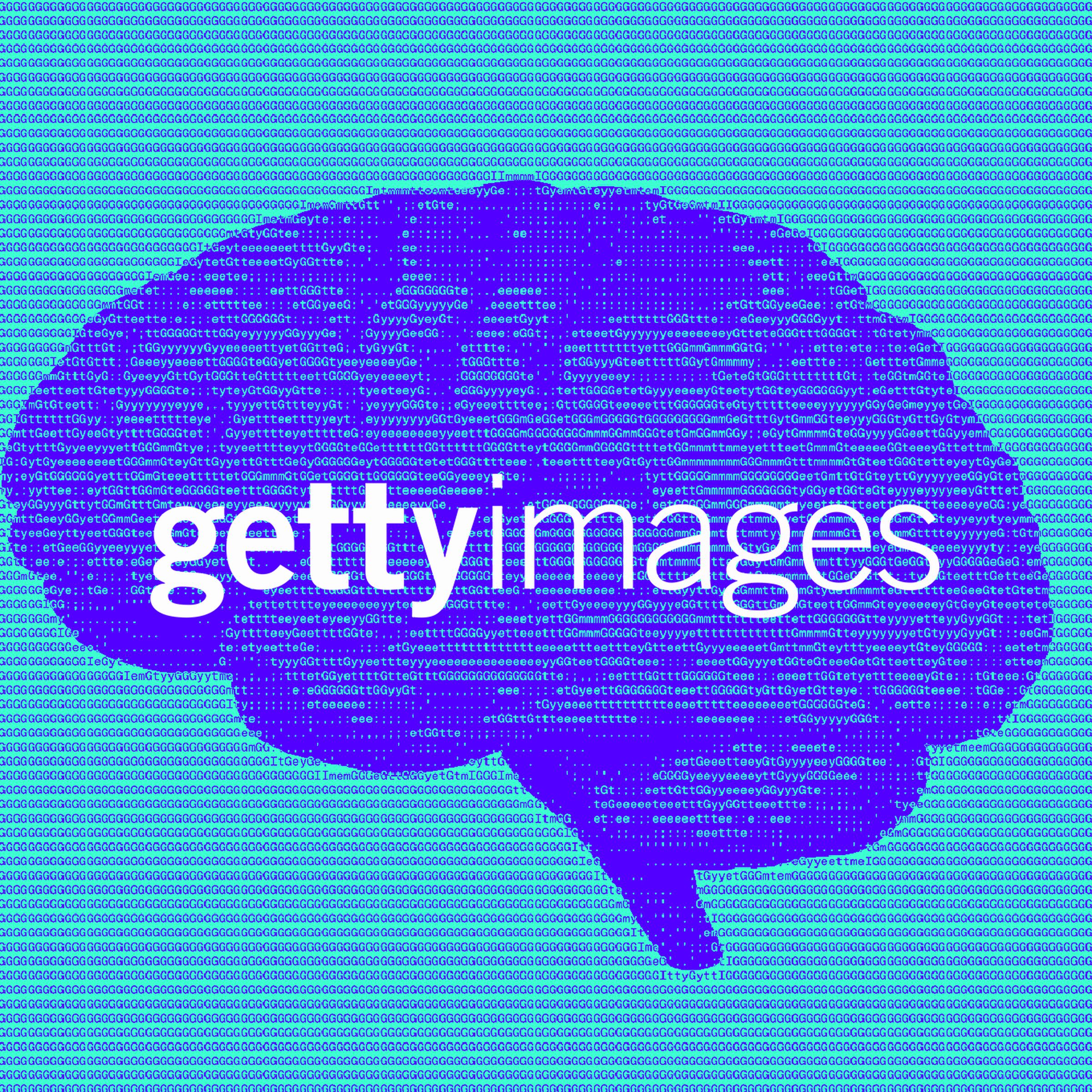 The Getty Images logo overlayed on a ASCII brain.