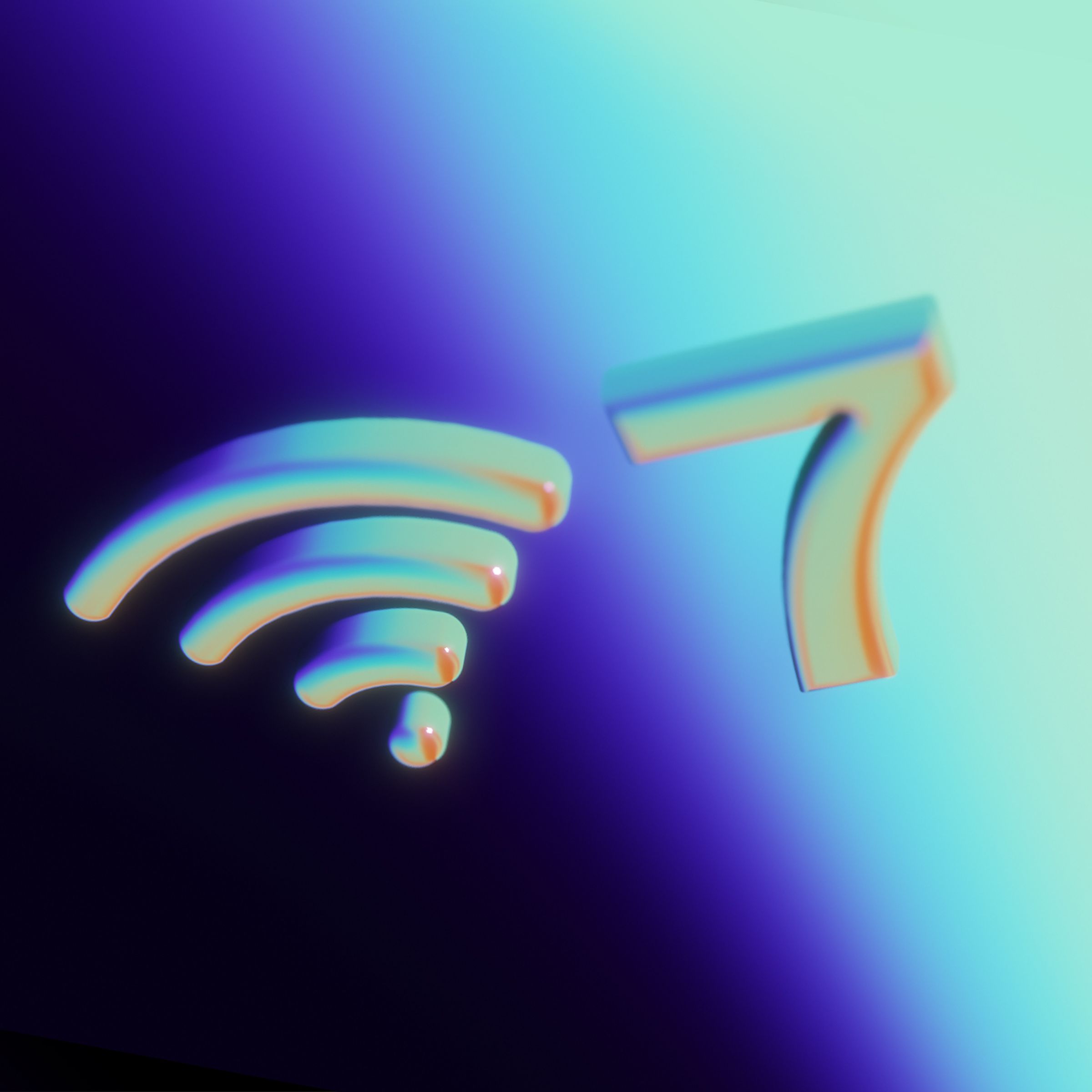 3D Wi-Fi symbol next to the letter 7.