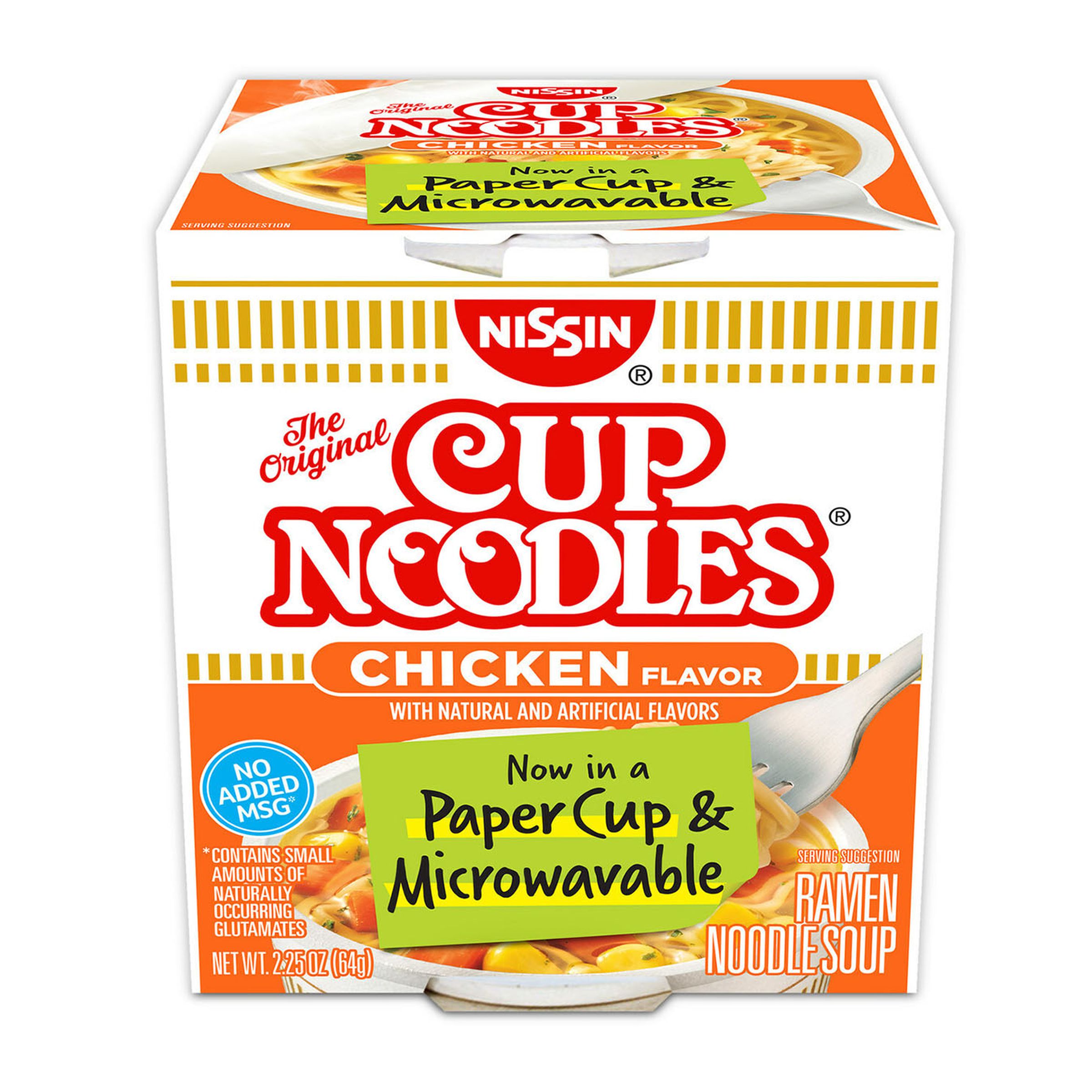 Render of Nissin’s microwavable Cup Noodles packaging.