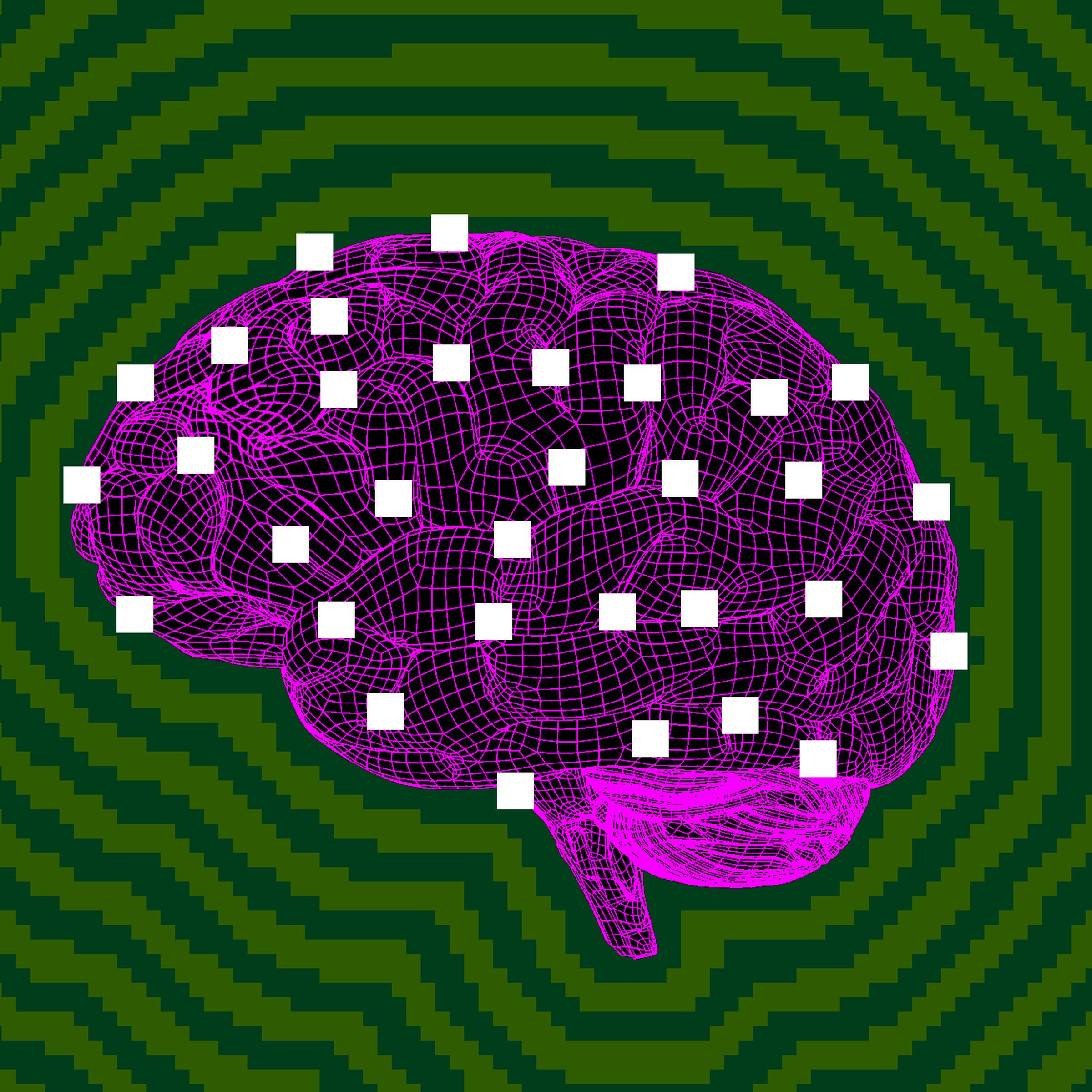 Photo illustration of a brain made of data points.