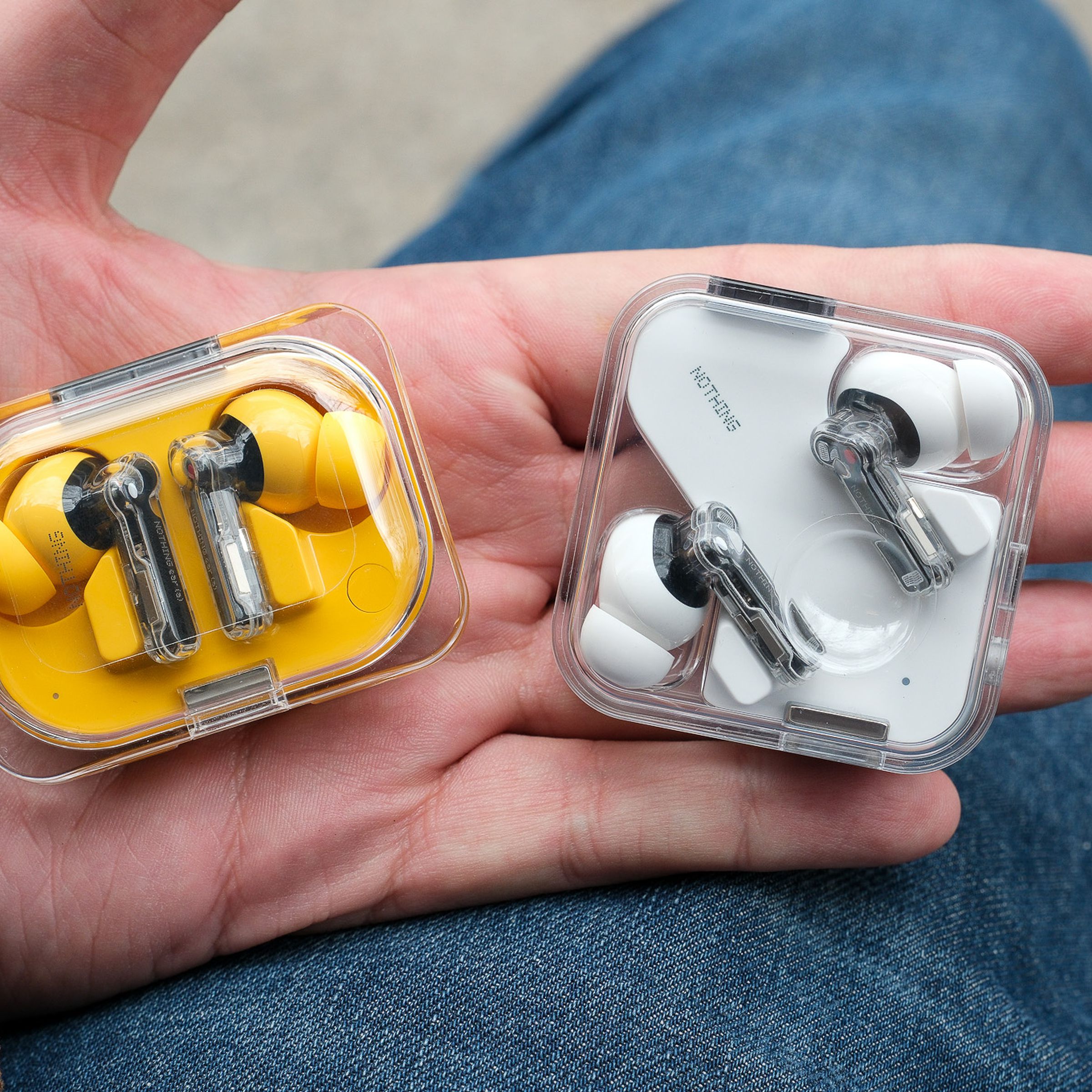 A photo of new earbuds from Nothing.