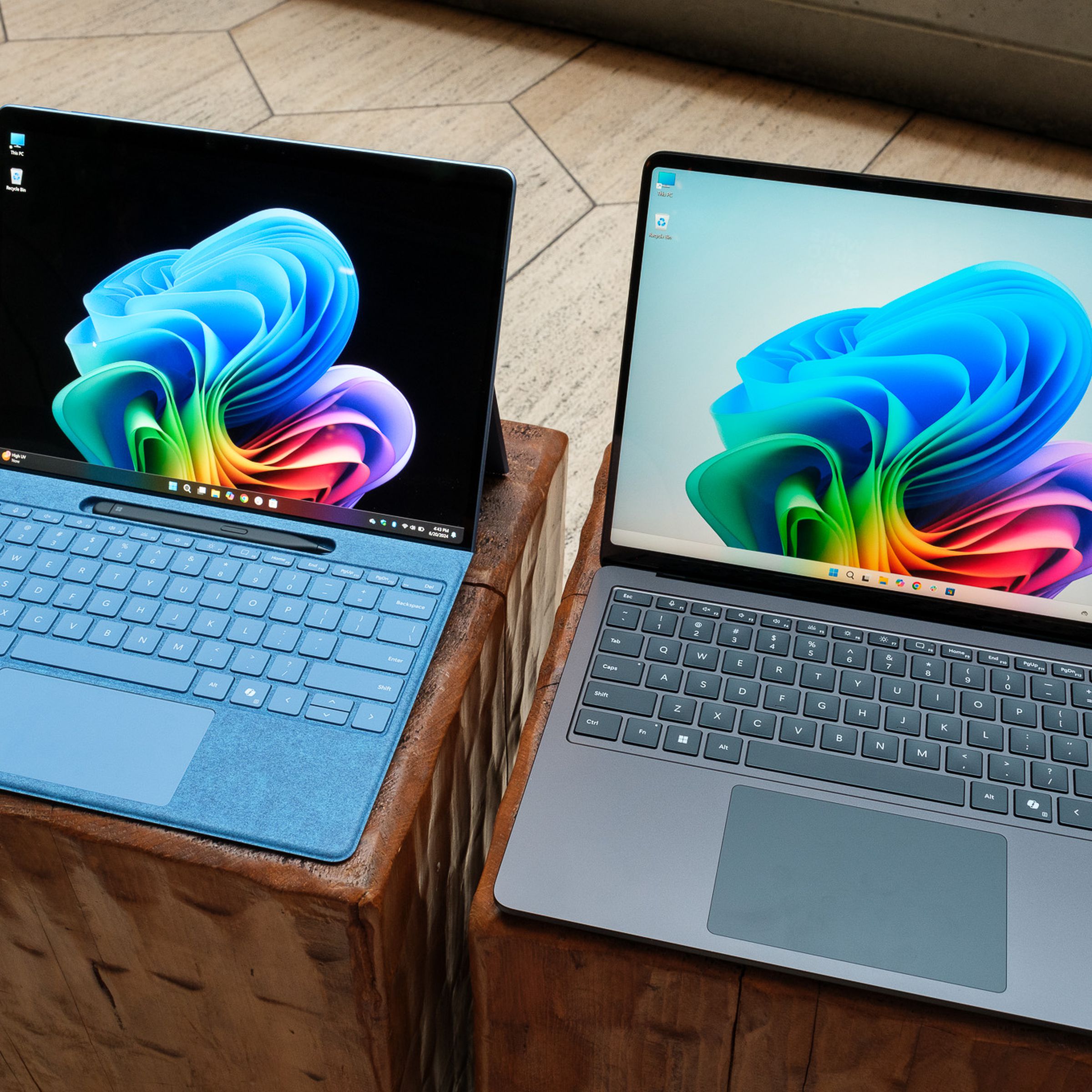 A hands-on photo of Microsoft’s 13.8-inch Surface Laptop.
