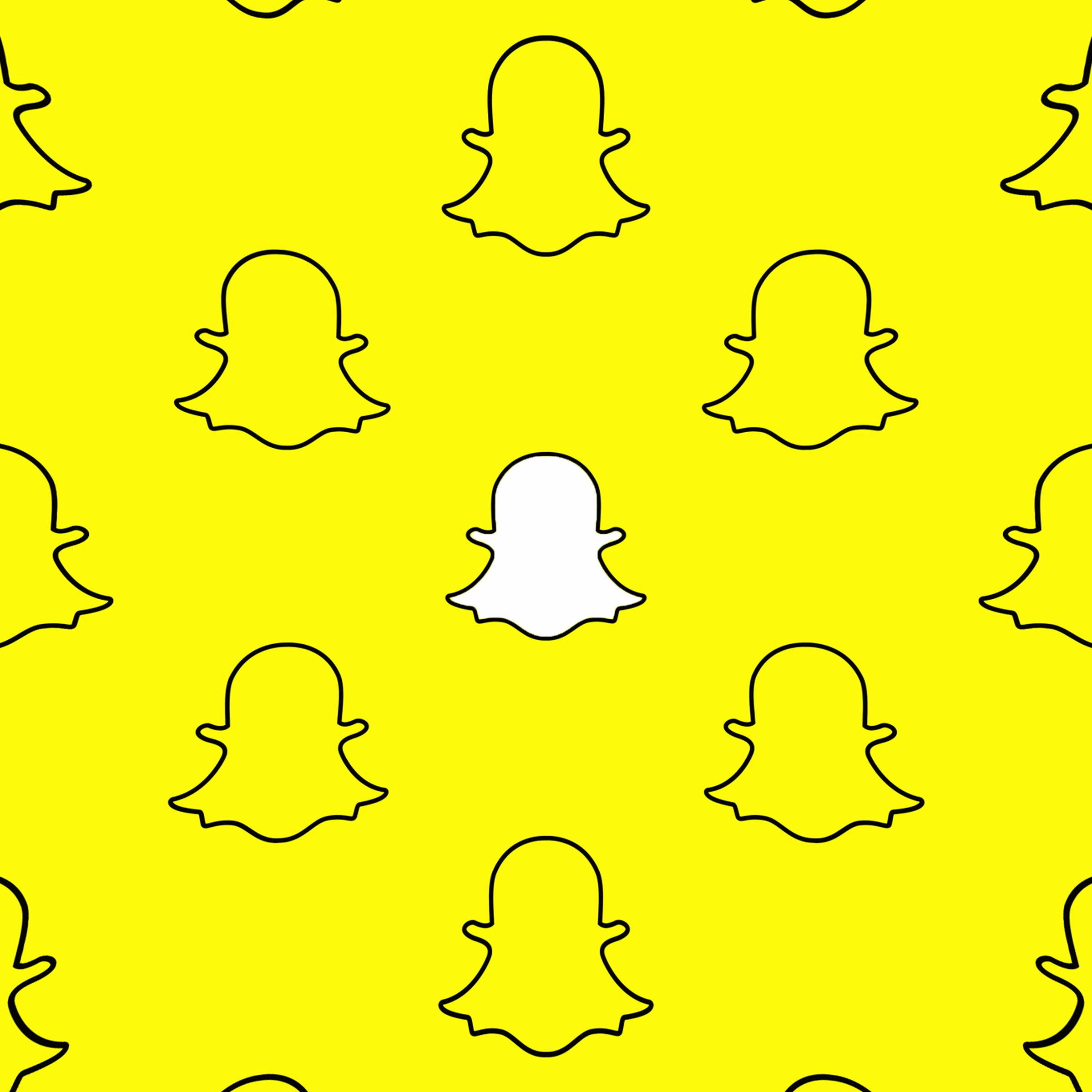 The Snapchat white ghost logo on a bright yellow background.