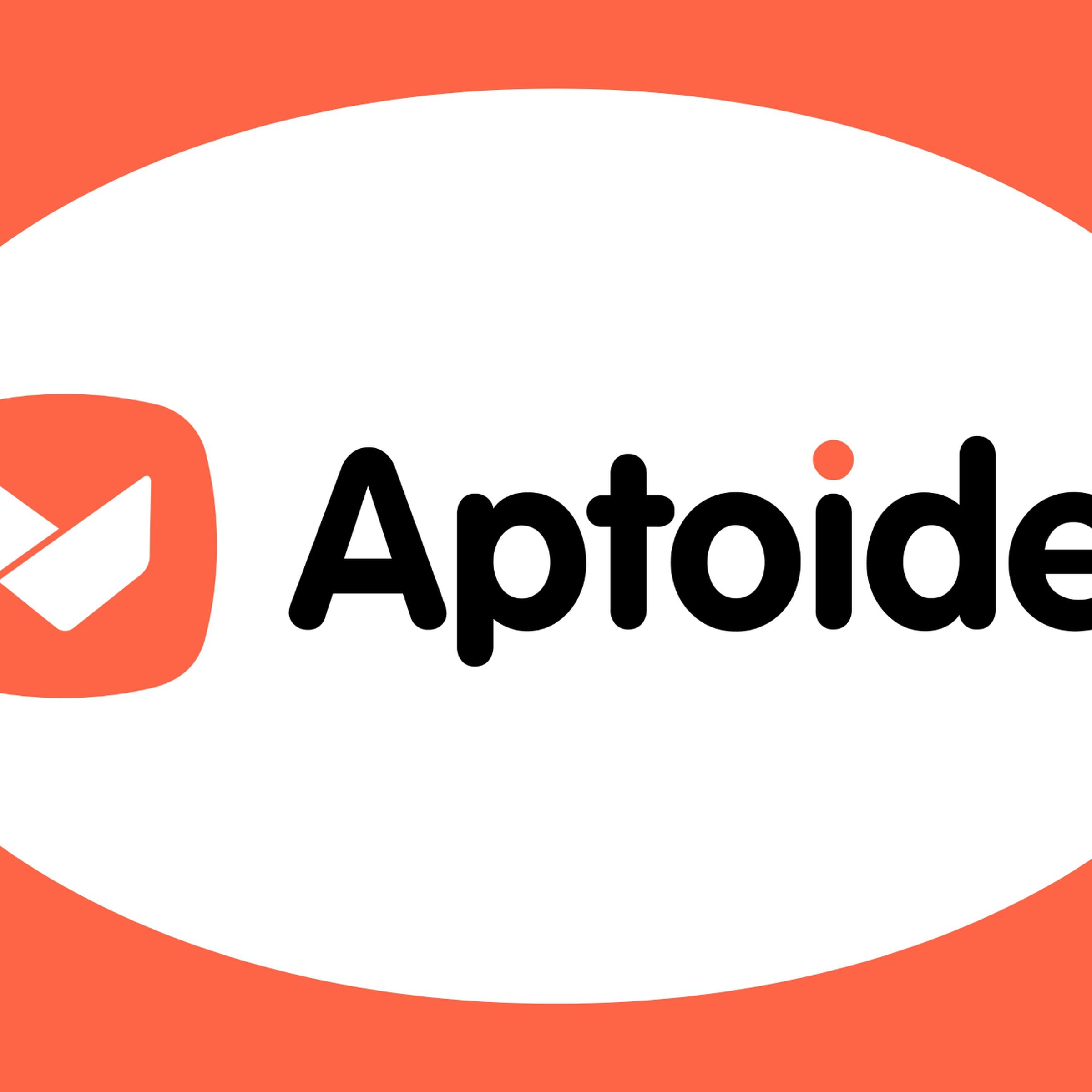 The Aptoide logo against a white, round background.