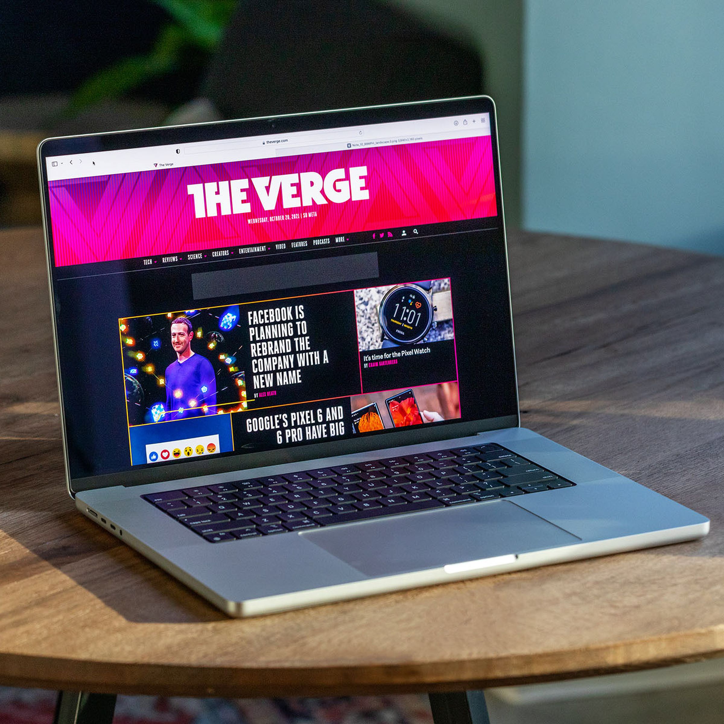 A new 16-inch MacBook Pro on a table