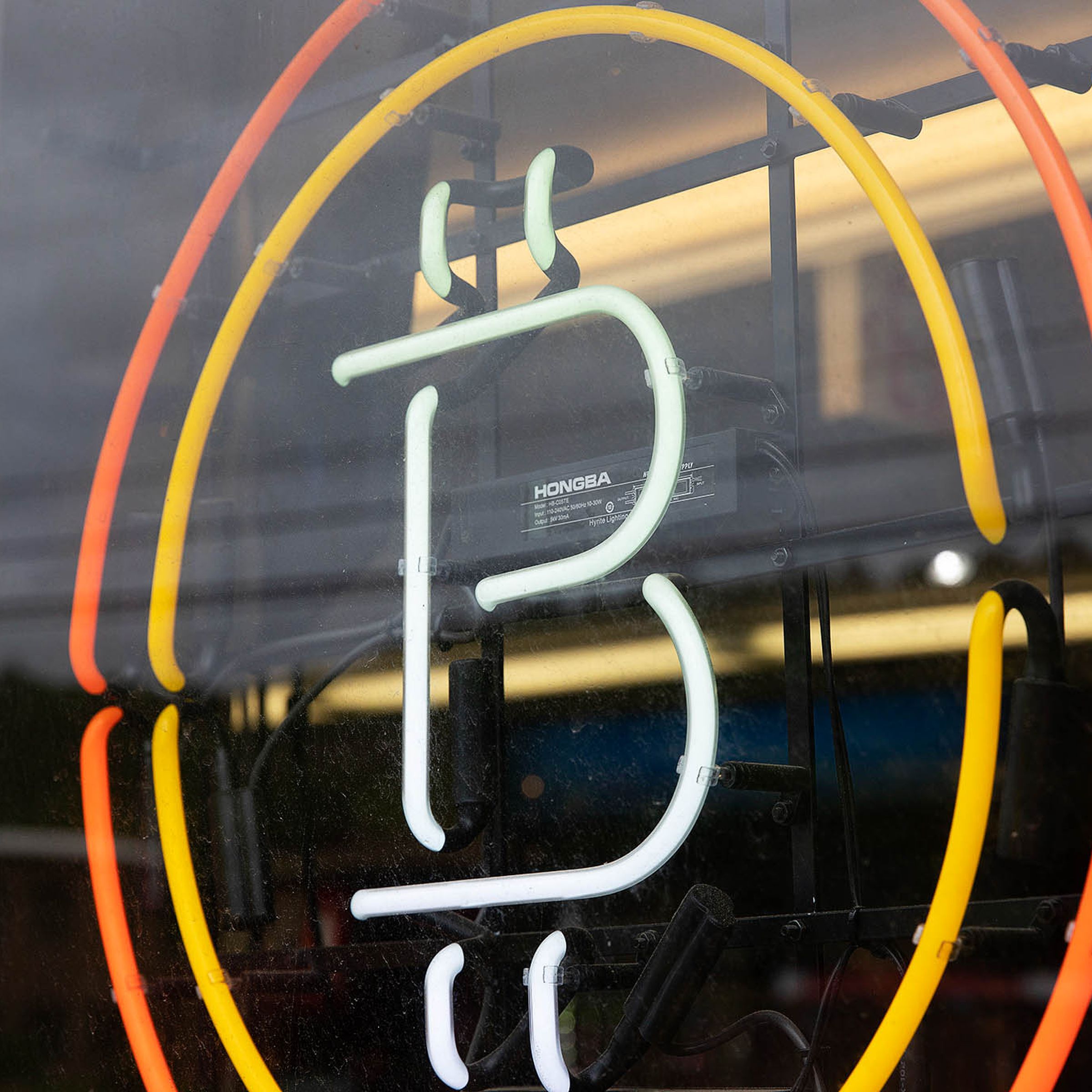 An image of the Bitcoin logo in a window