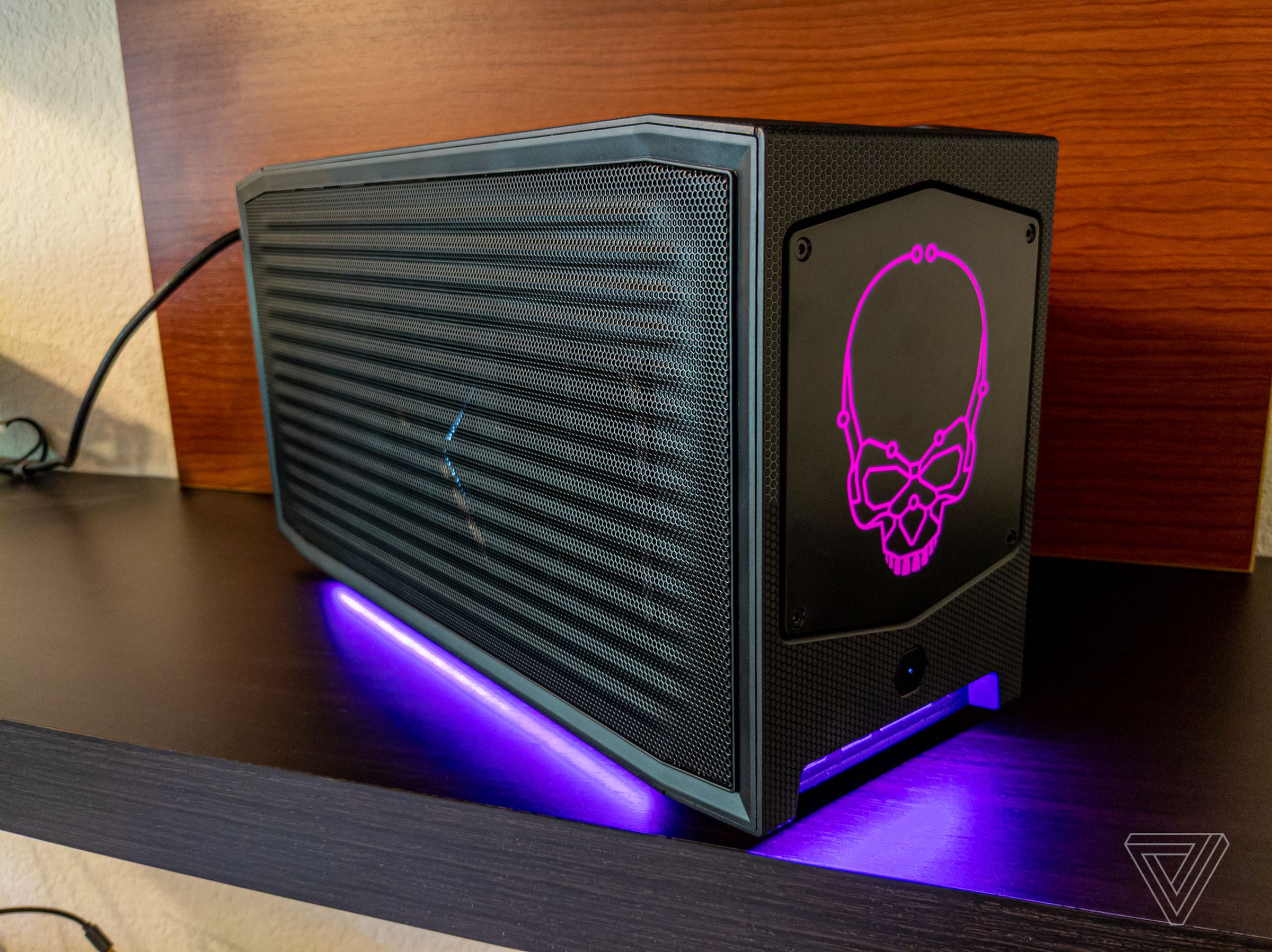 <em>Intel’s NUC 11 Extreme, aka Beast Canyon. You can turn off the lighting, or print out a different pattern instead of a skull if you prefer.</em>