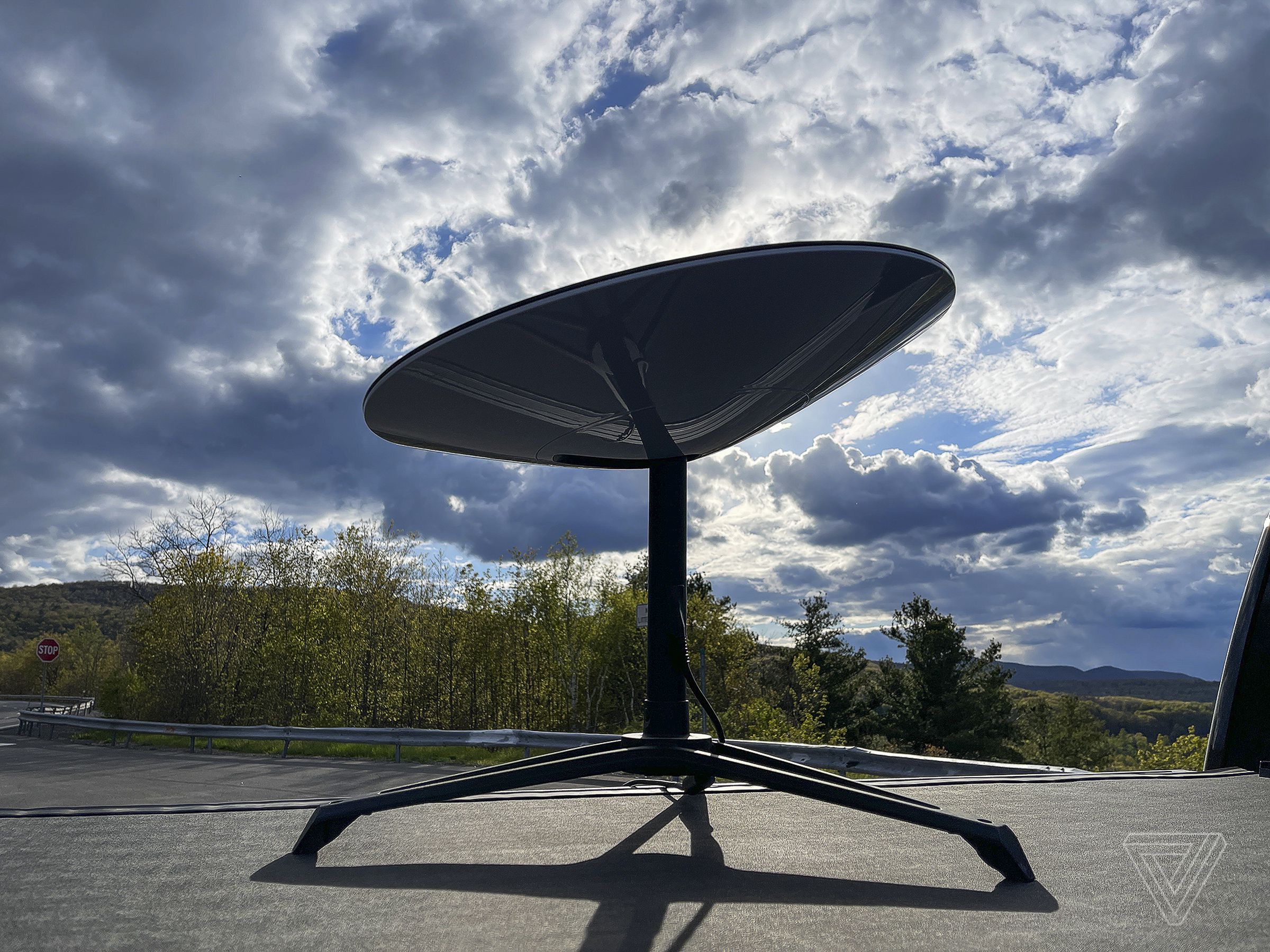 The dish needs a completely unobstructed view of the sky to work properly.