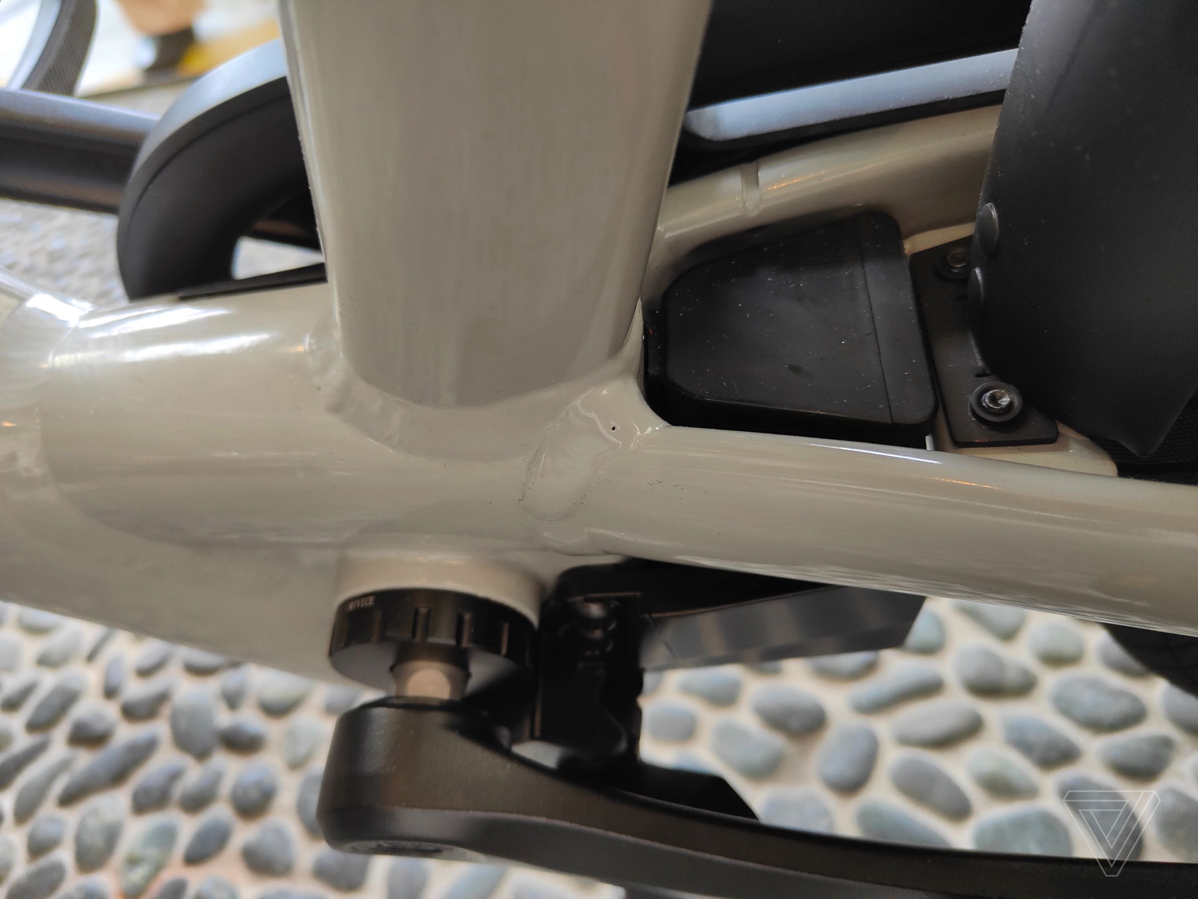 <em>The black plastic box between the rear fender and crankset is a new controller to help manage power delivery when using the optional Click-On extended battery.</em>