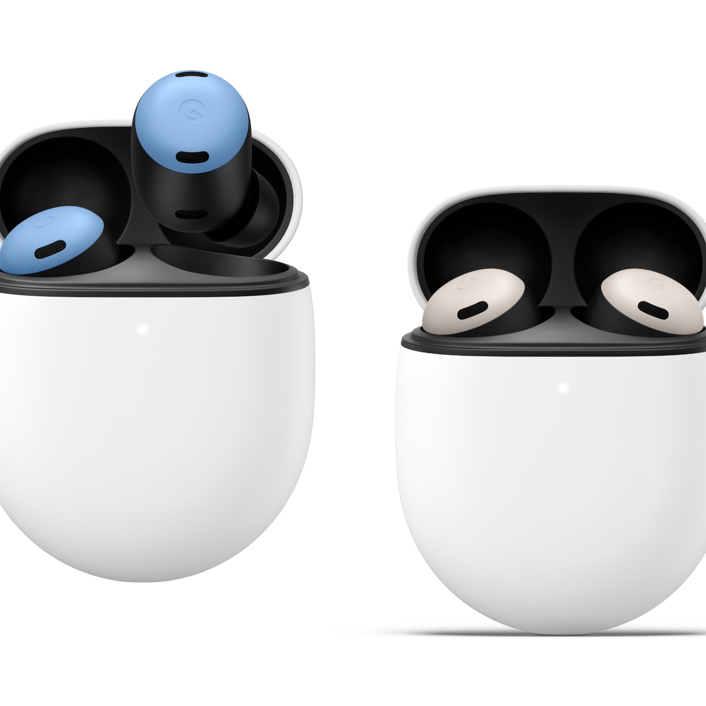 An image of the new blue and porcelain Pixel Buds Pro.