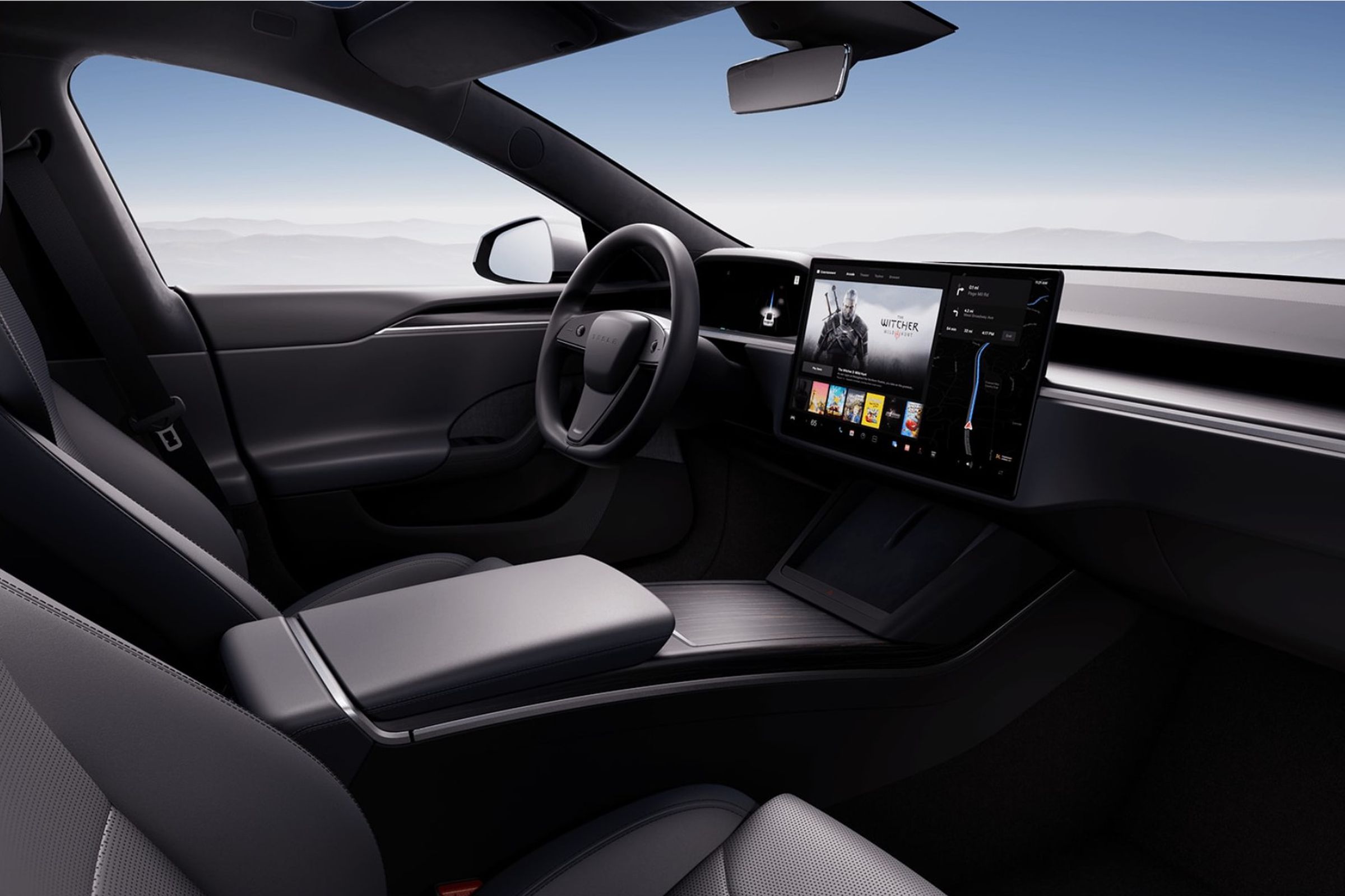 A lifestyle image of the round wheel option that’s now available on the Tesla Model S and Model X.