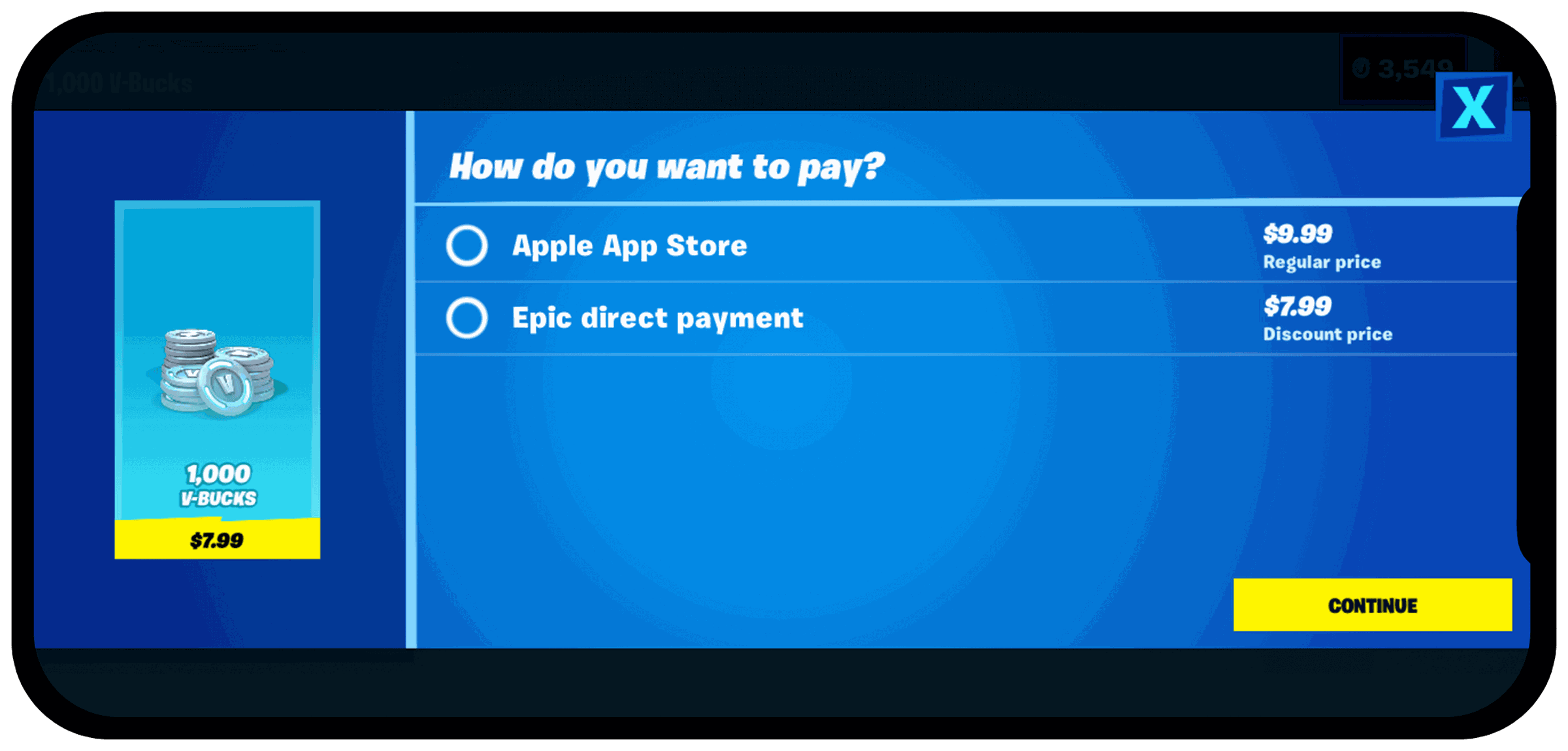Epic Games demonstrates the “Apple tax.”