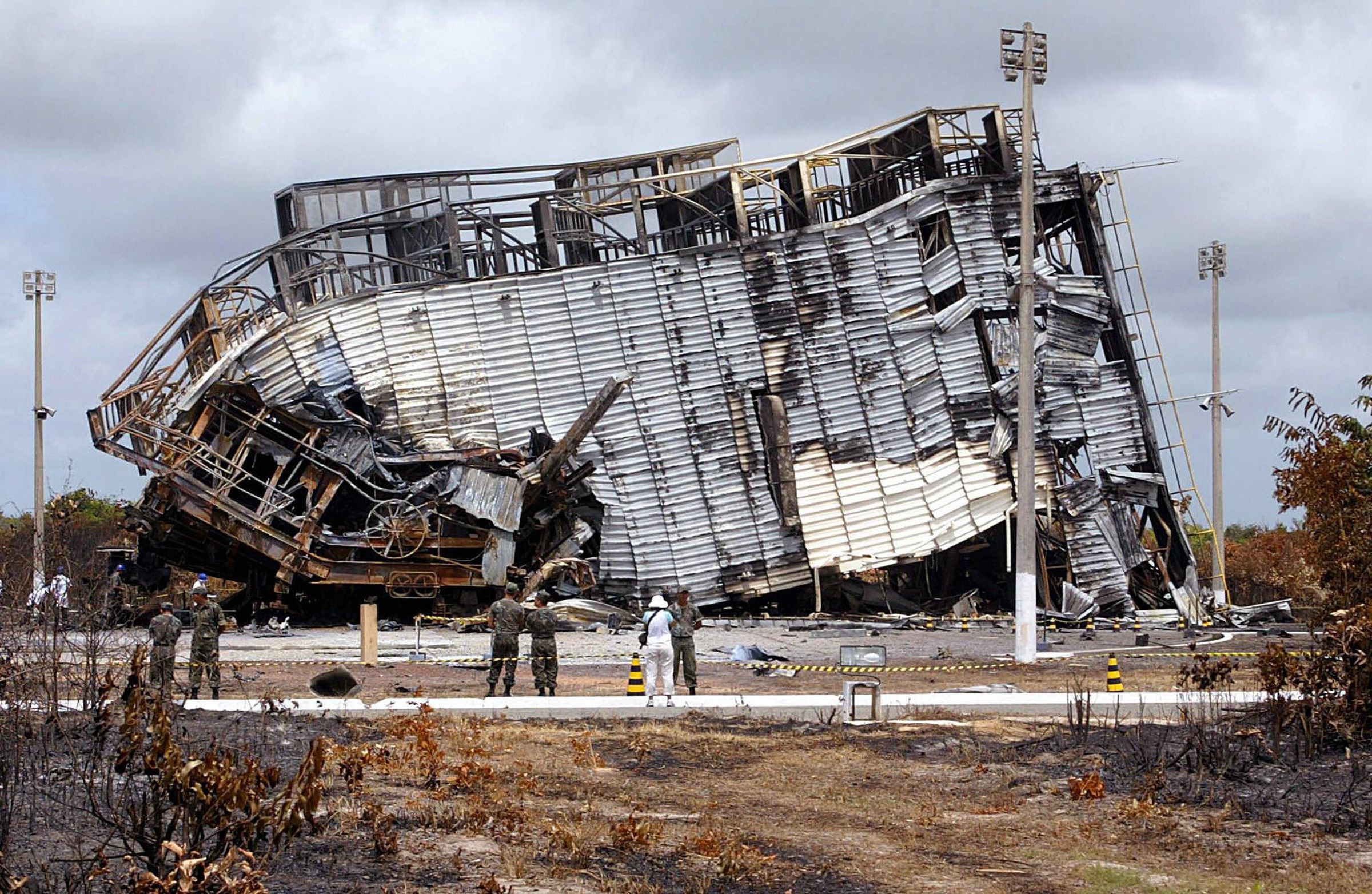 Wreckage at the Alcântara Launch Center, following the 2003 explosion.