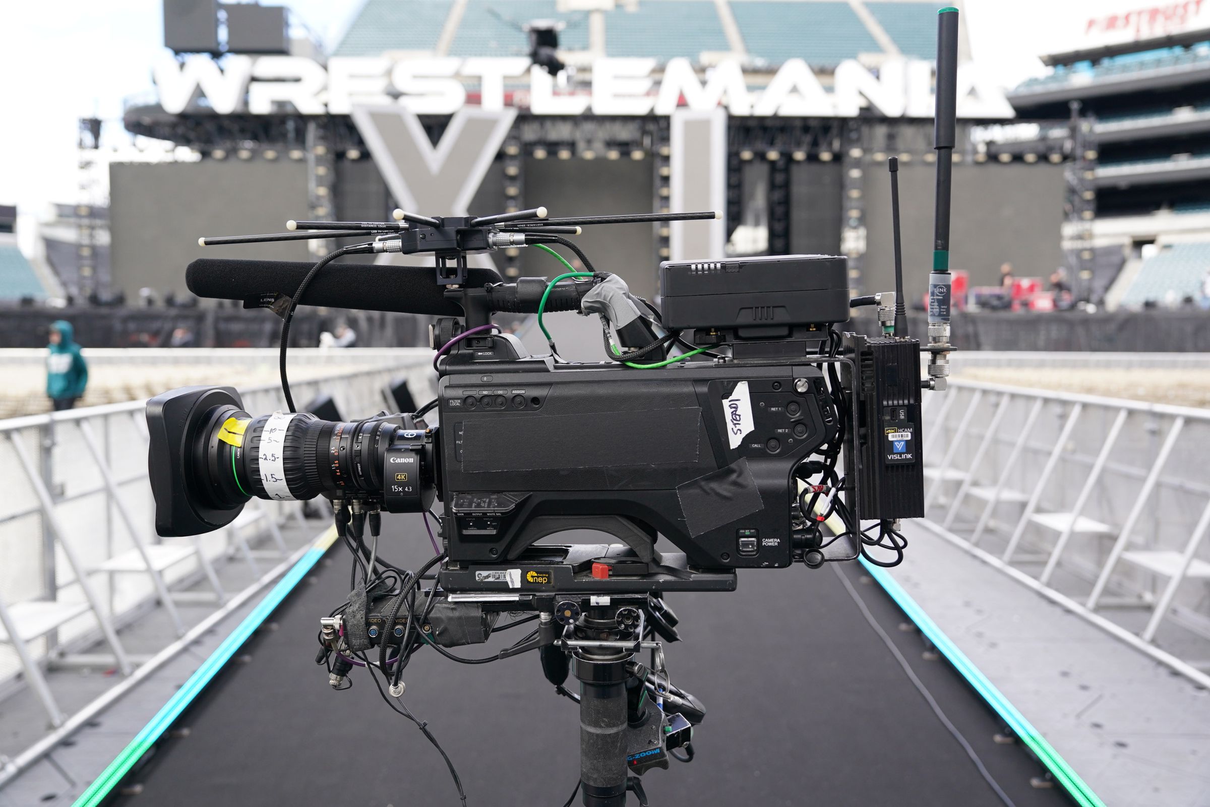 A photo of a camera used by WWE at WrestleMania 40.