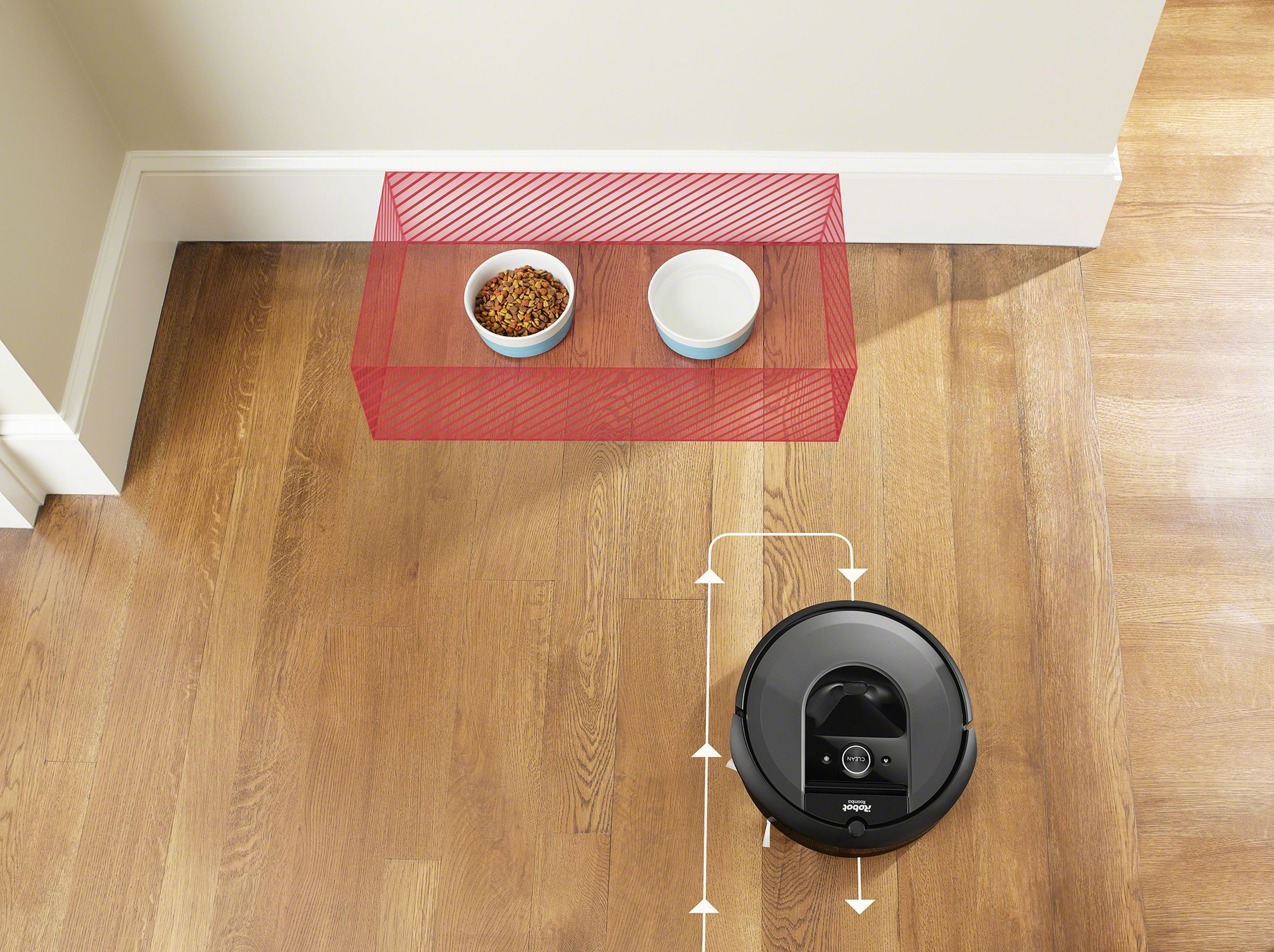 <em>Or you can set “no go zones” where you want the Roomba to always stay away from.</em>
