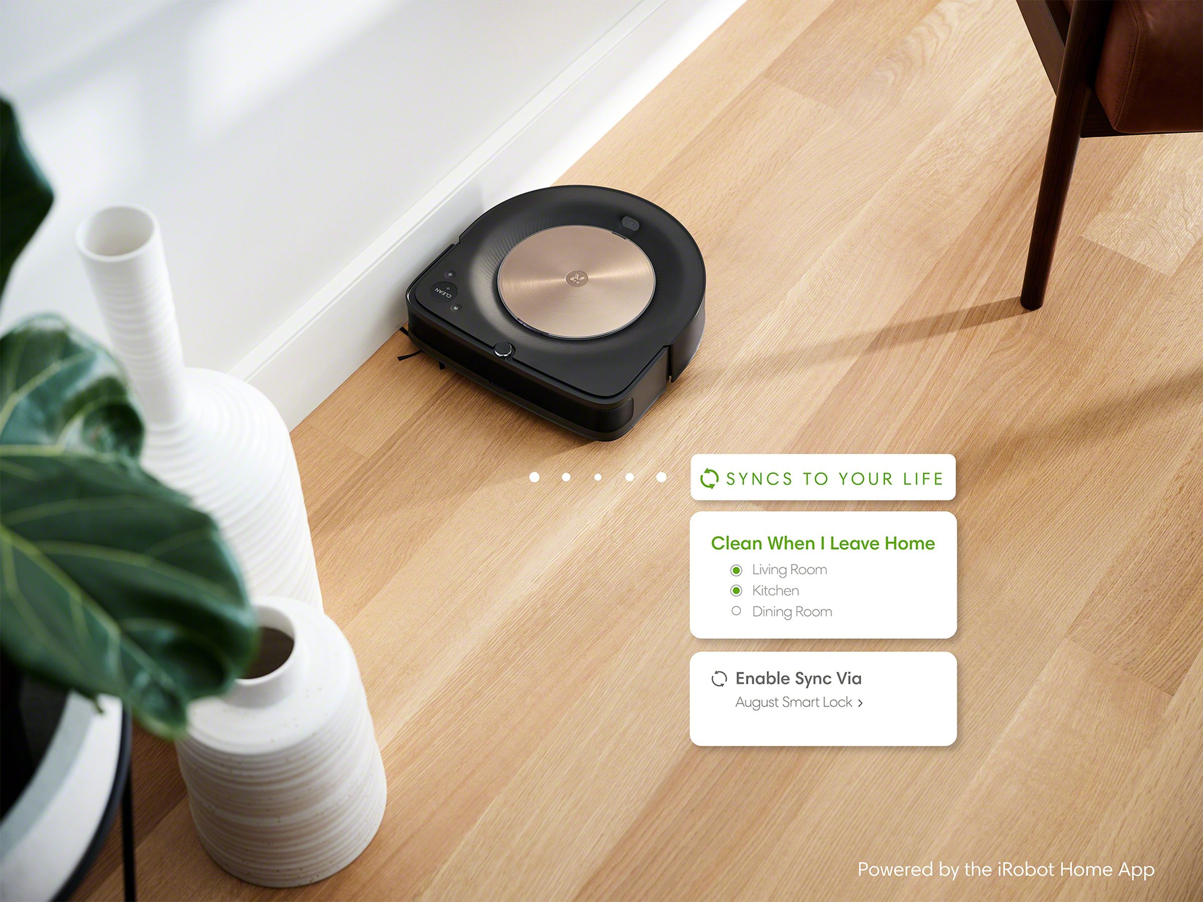 <em>Cleaning routines can be synced to other smart home events, like locking your front door. </em>