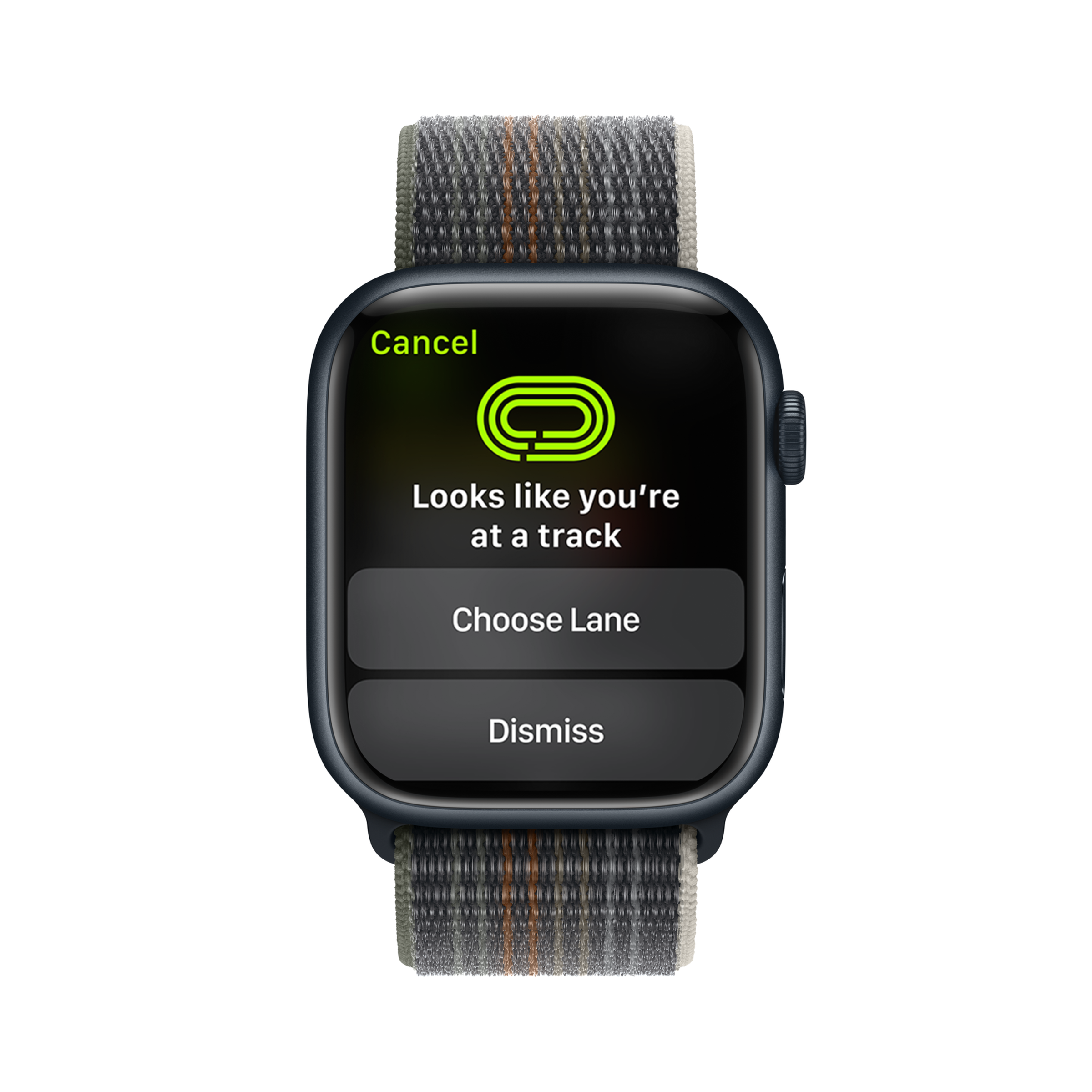 Render of Automatic Track Detection on Apple Watch