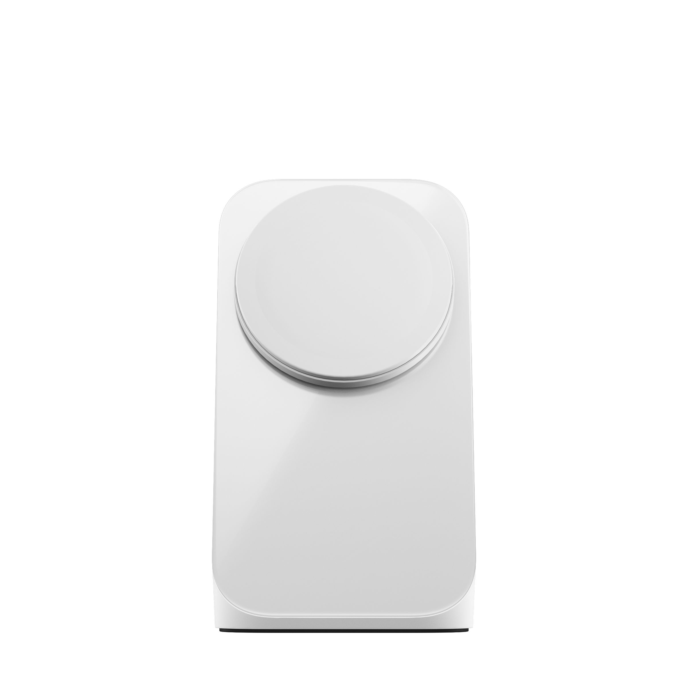 The Nomad Stand Qi2 Magnetic Wireless Charger in white against a blank backdrop.