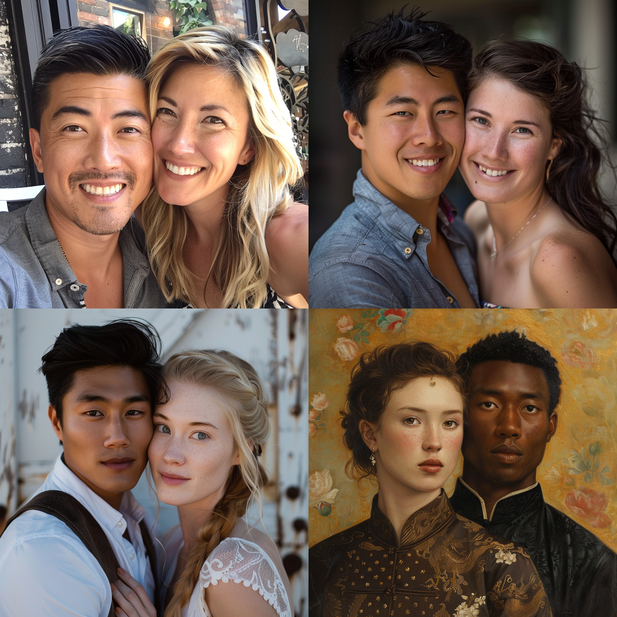 Midjourney-generated AI image of Asian man and white woman